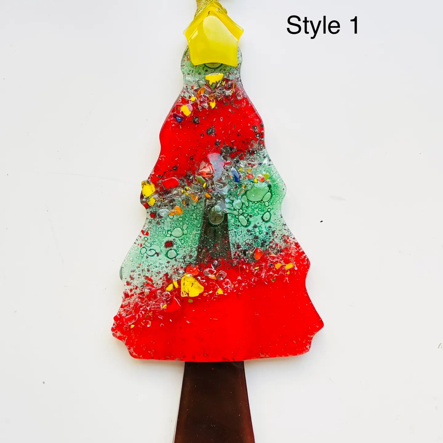 Christmas Tree Fused Glass Ornament – Handmade