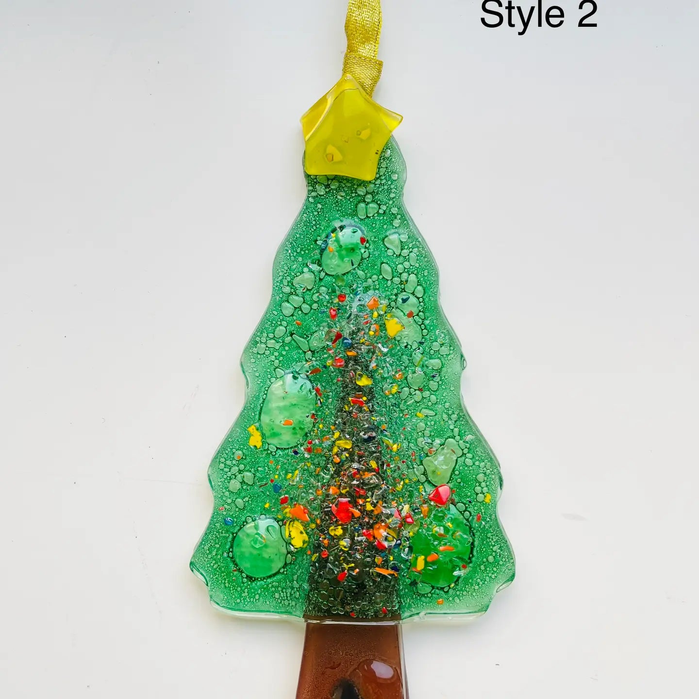 Christmas Tree Fused Glass Ornament – Handmade