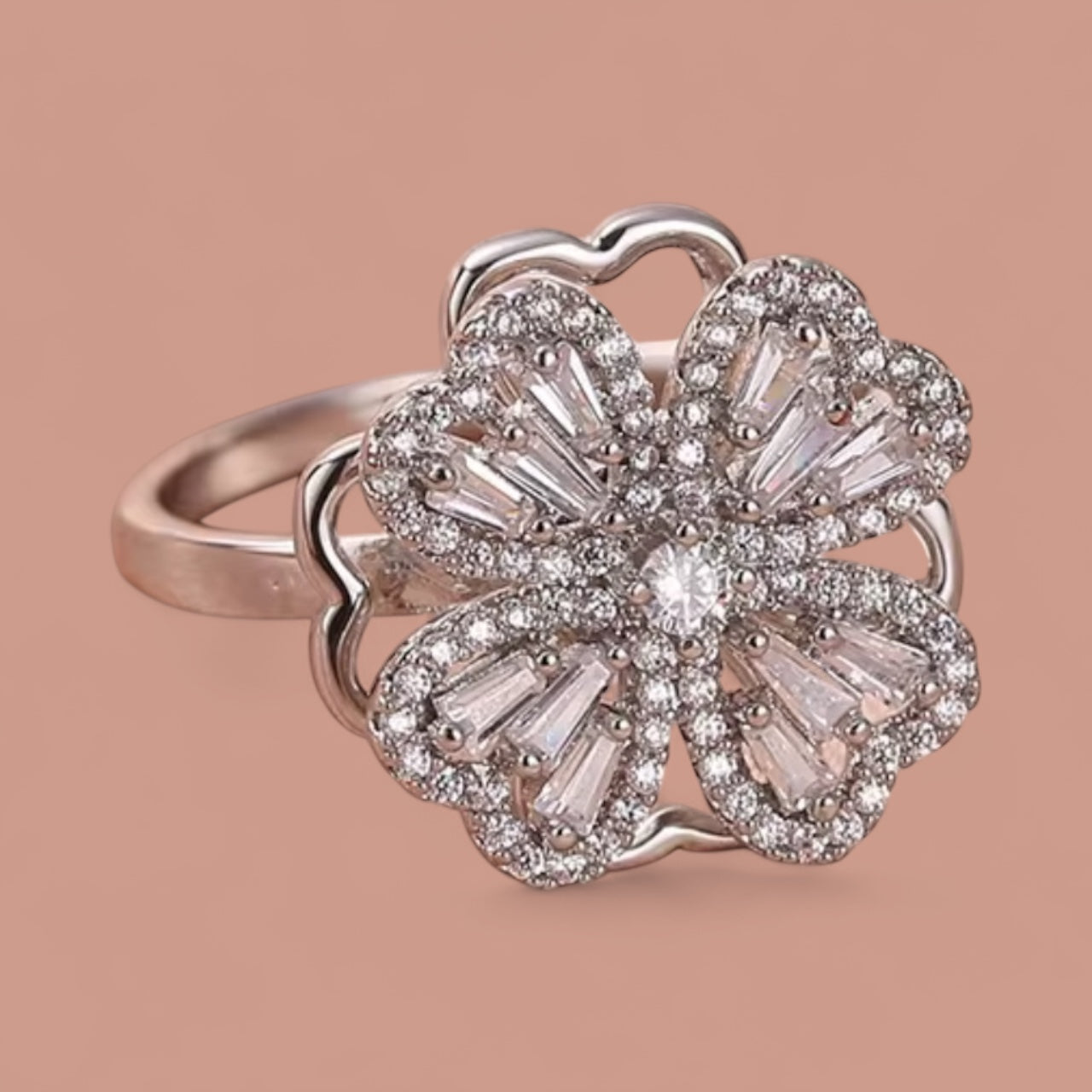 Spinning Flower Stainless Steel Ring | Unique Gift