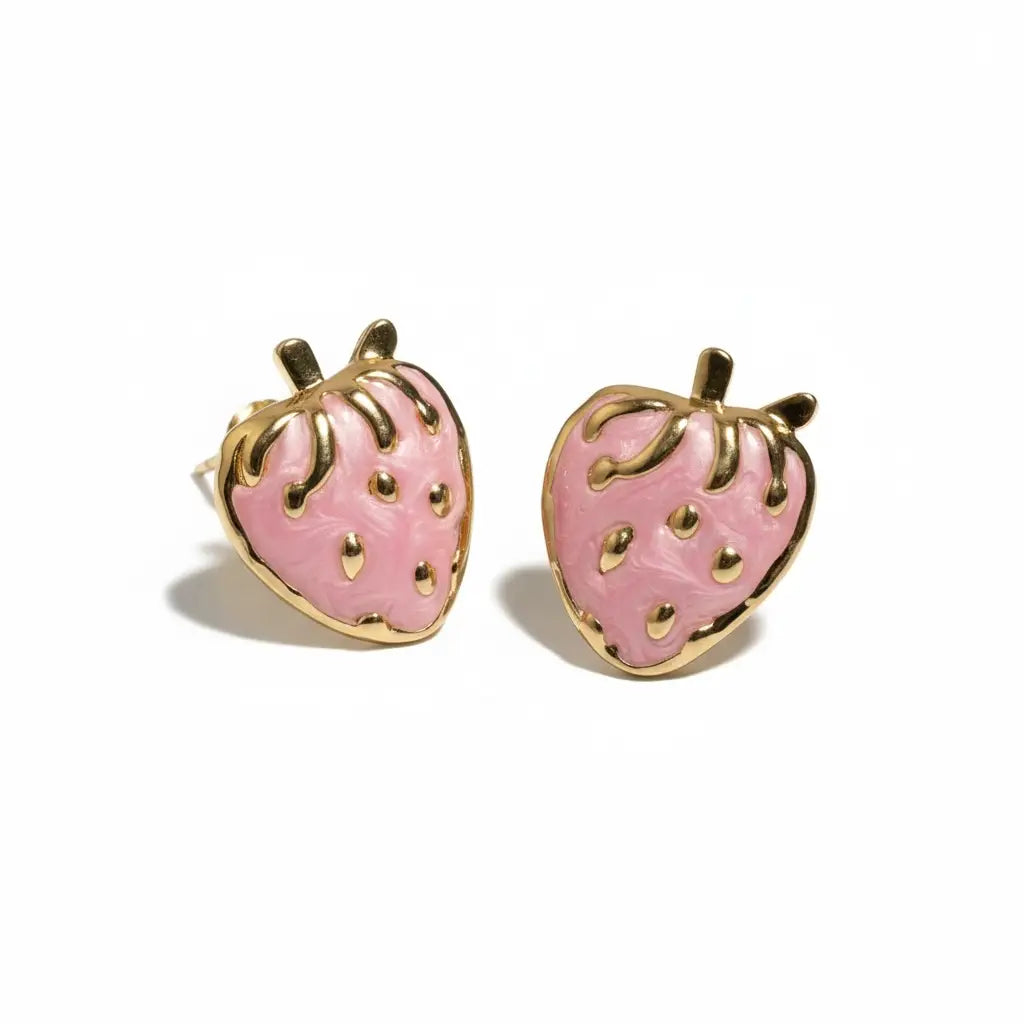 Strawberry Stud Earrings – Pink