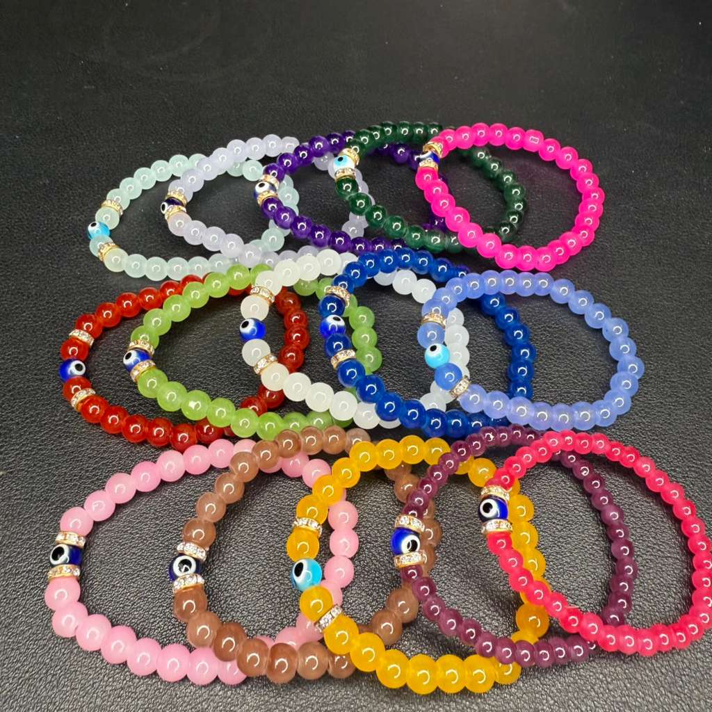 Kids Evil Eye Stretch Bracelets - Assorted Color Mix | Set of 10