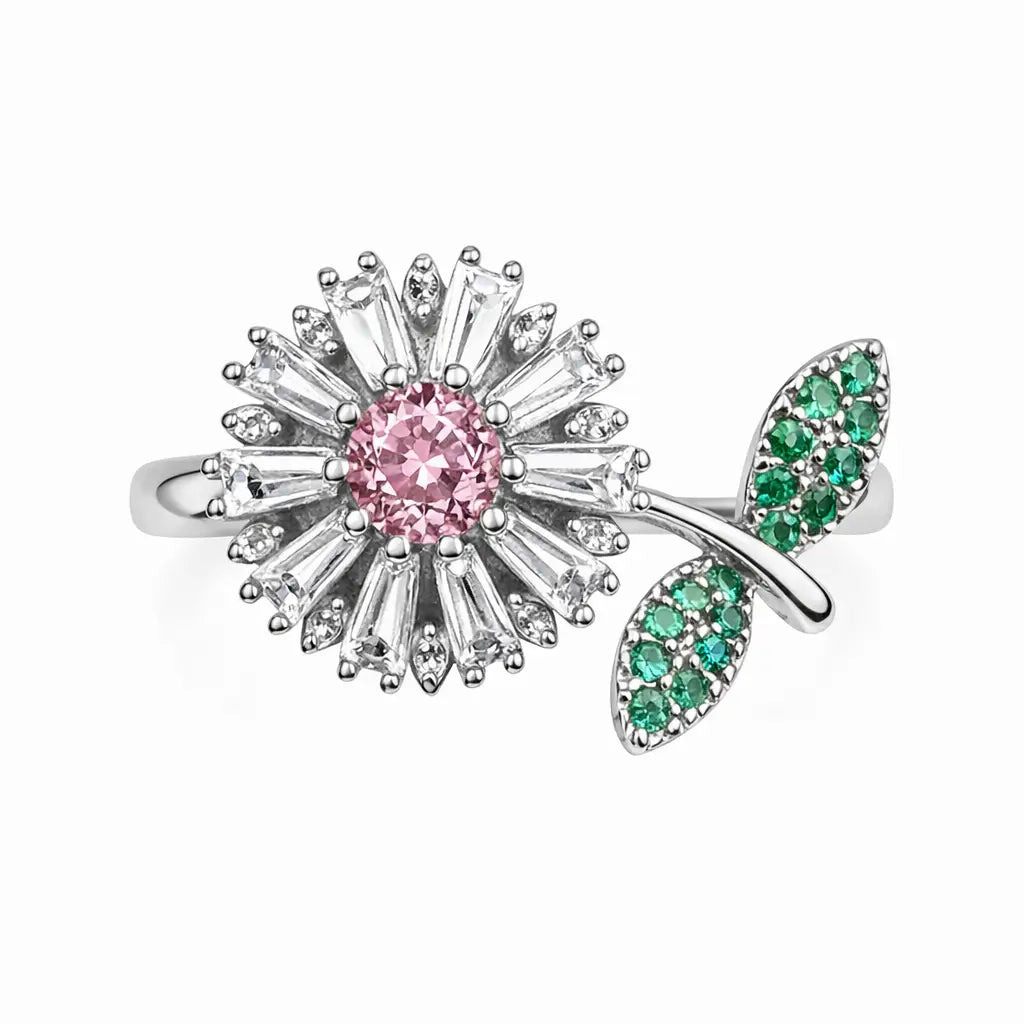 Garden Bloom Crystal Spinner Ring – Gold & Silver Plated