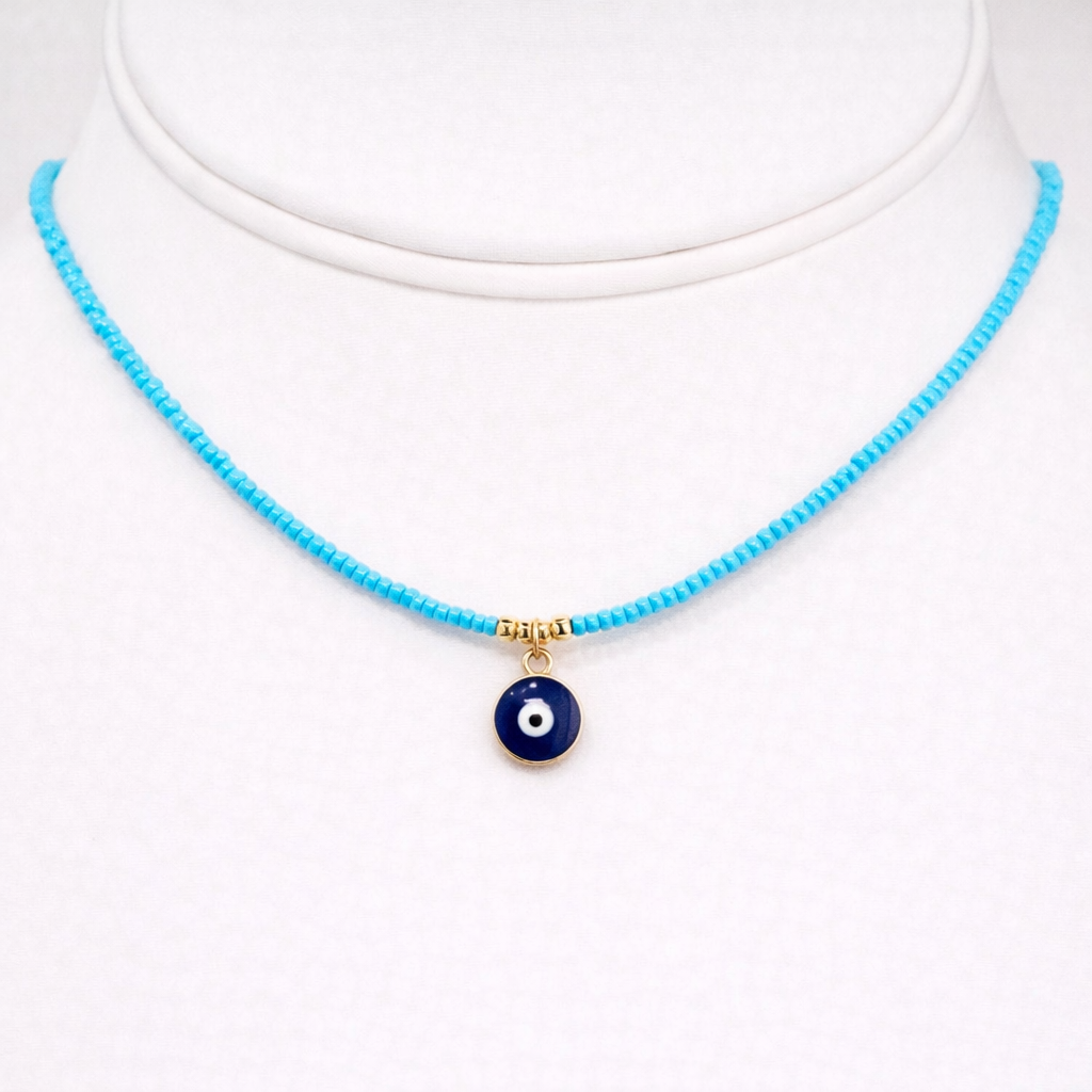 Blue Evil Eye Beaded Necklace: Embrace Protection and Style