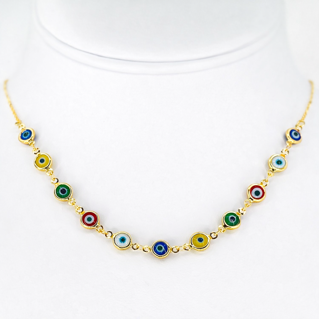 Colorful Evil Eye Gold Chain Necklace – A Modern Pendant