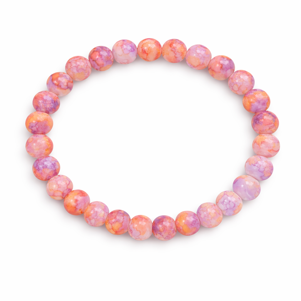 Handmade Stretch Beaded Bracelets – Pink & Marble Stone Assorted Colors