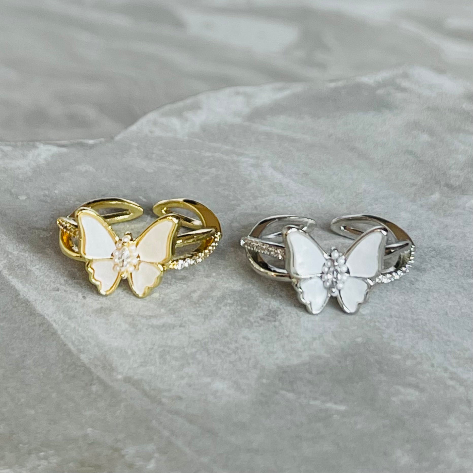 Dainty Butterfly Adjustable Stackable Ring, Elegant Charm