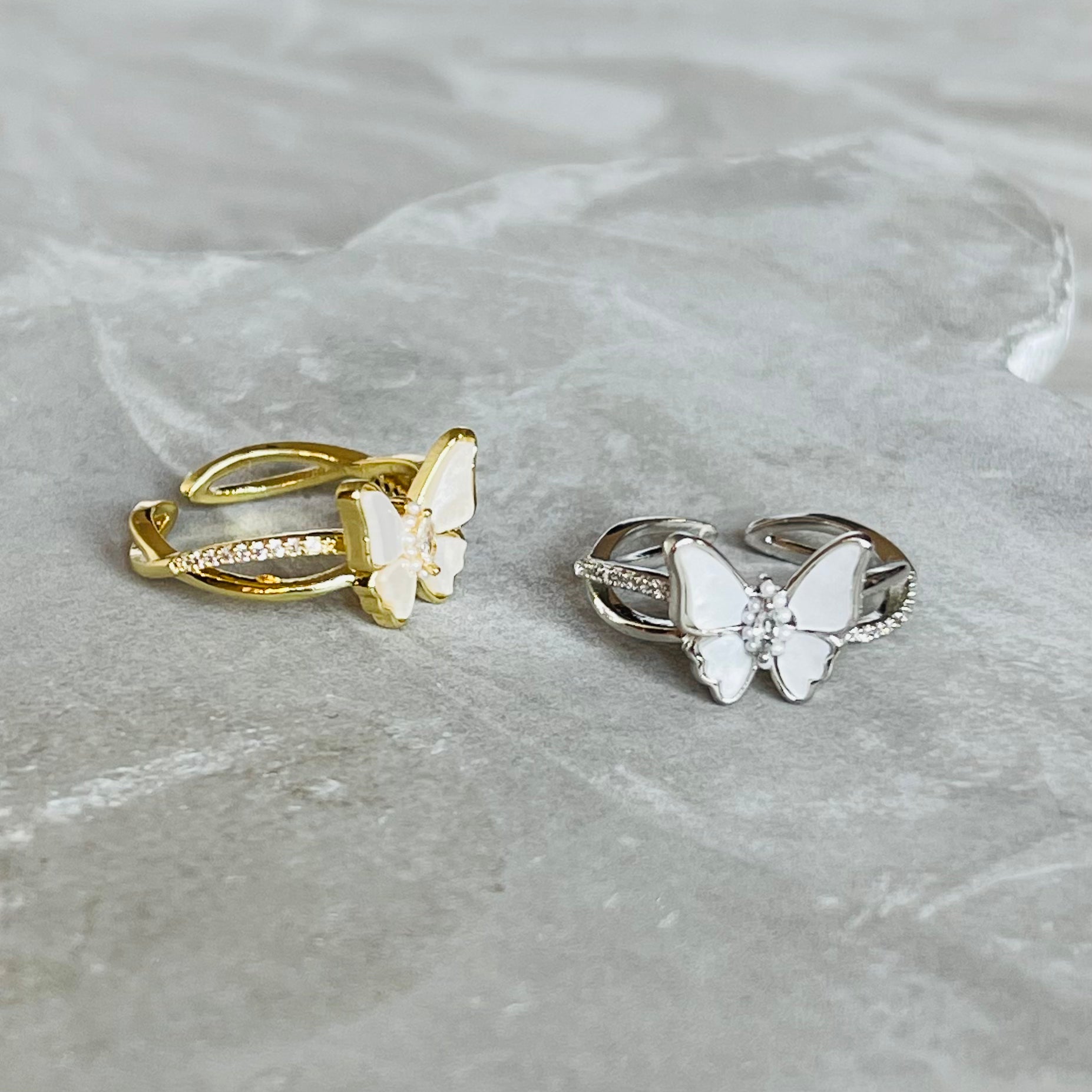 Dainty Butterfly Adjustable Stackable Ring, Elegant Charm