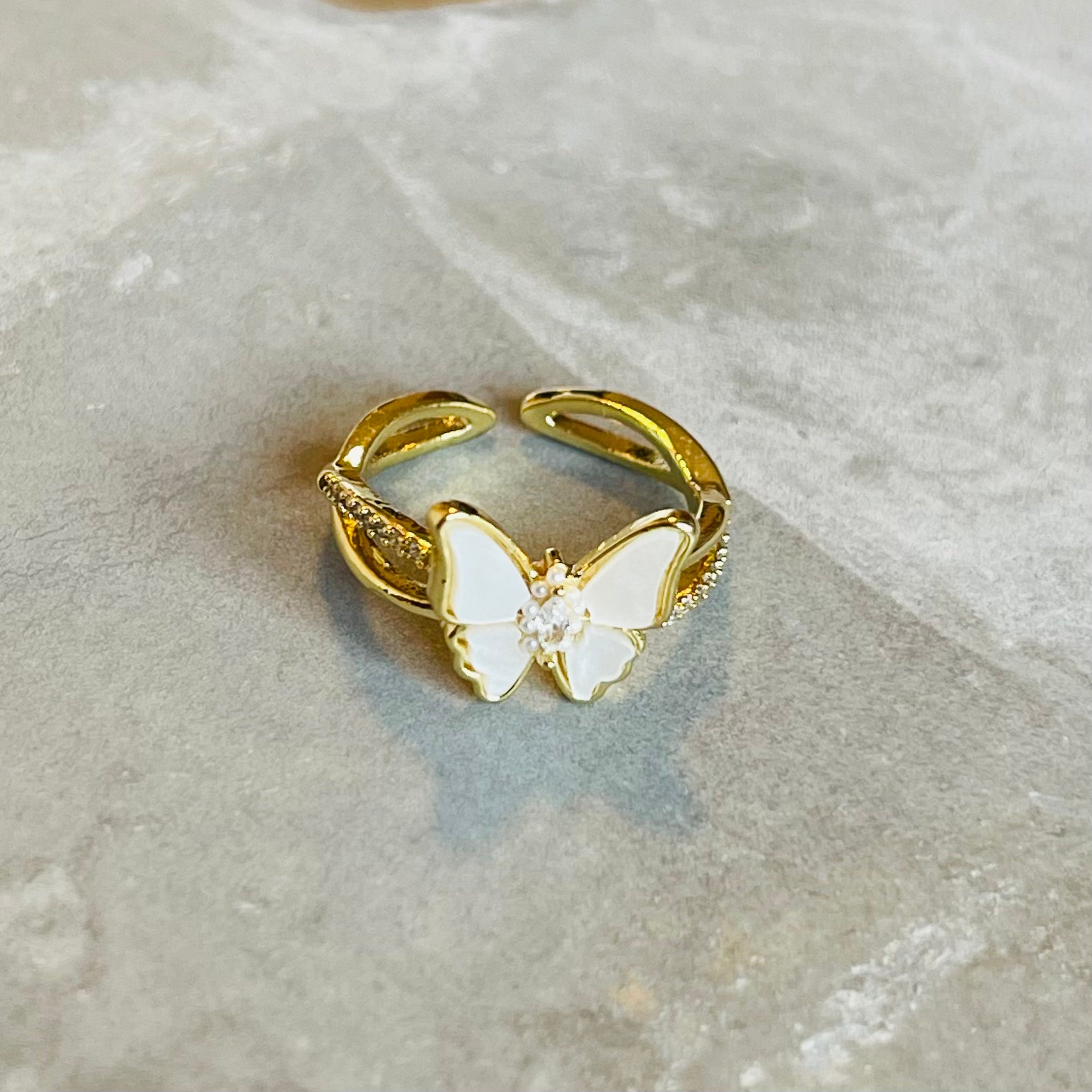 Dainty Butterfly Adjustable Stackable Ring, Elegant Charm