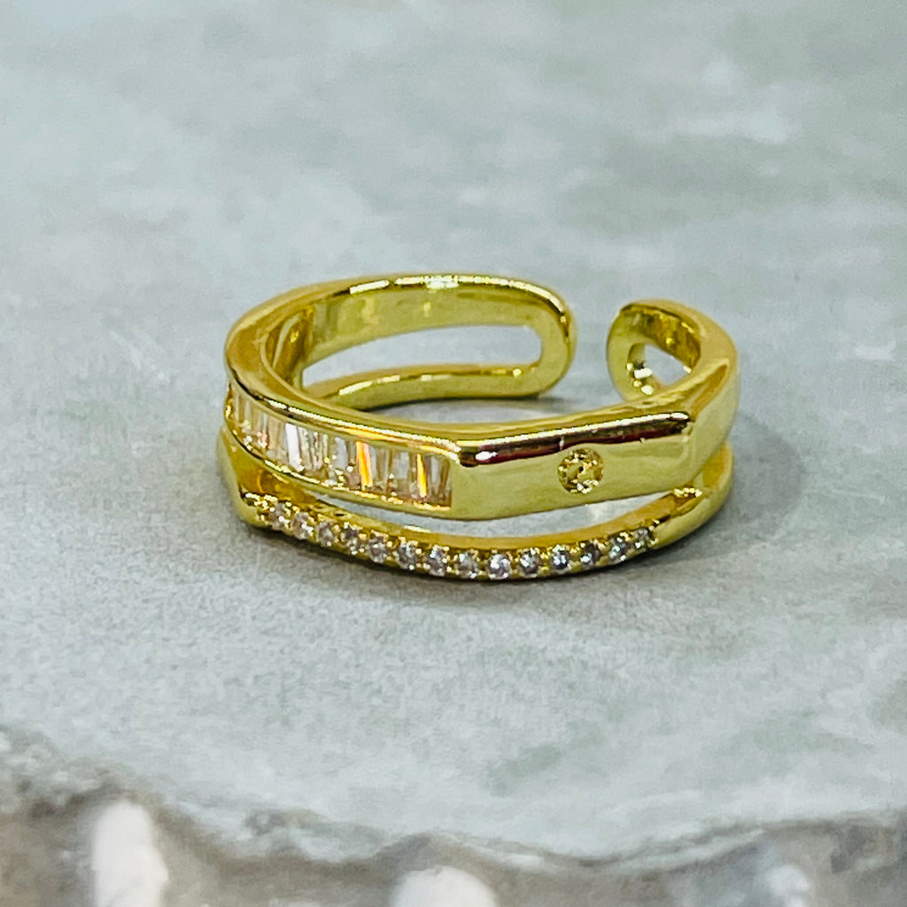 Elegant Multi-Stone Sparkling Adjustable Ring, Timeless