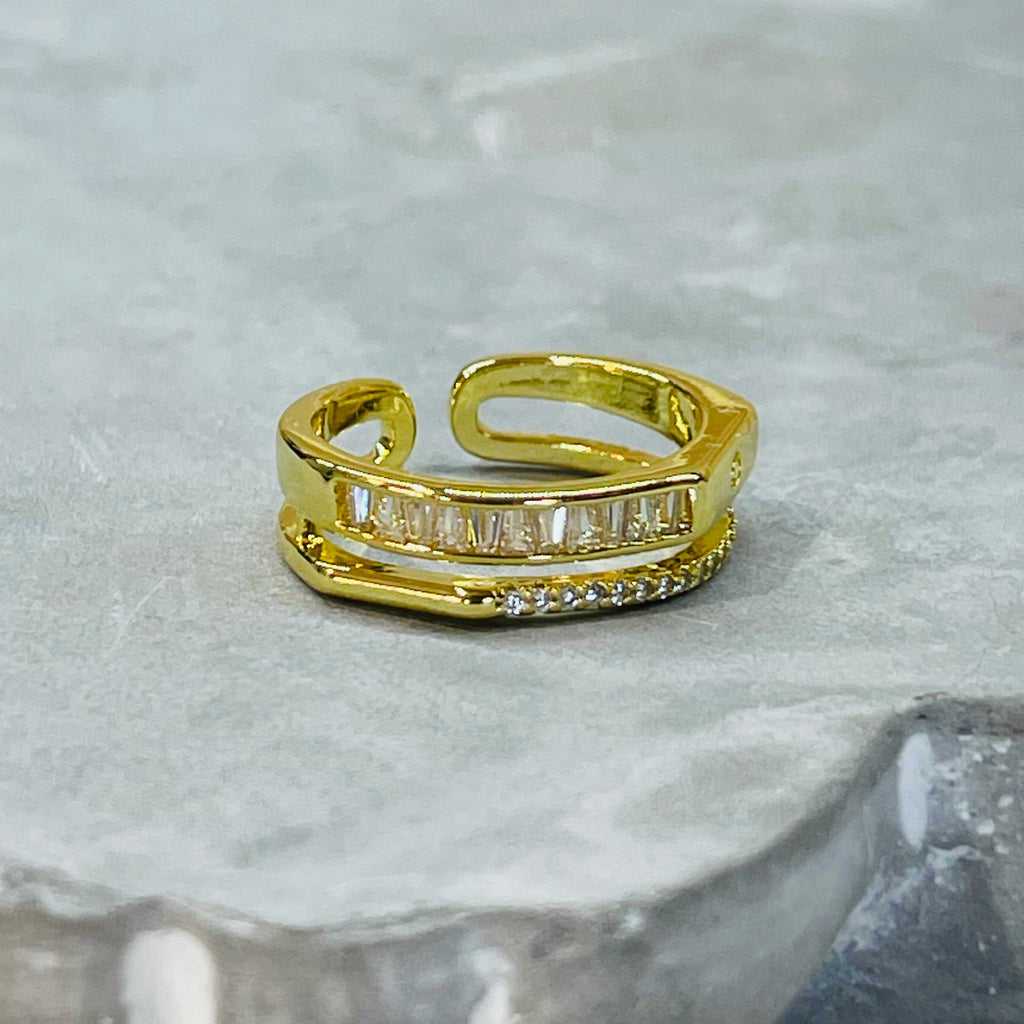 Elegant Multi-Stone Sparkling Adjustable Ring, Timeless