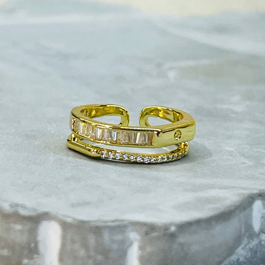 Elegant Multi-Stone Sparkling Adjustable Ring, Timeless