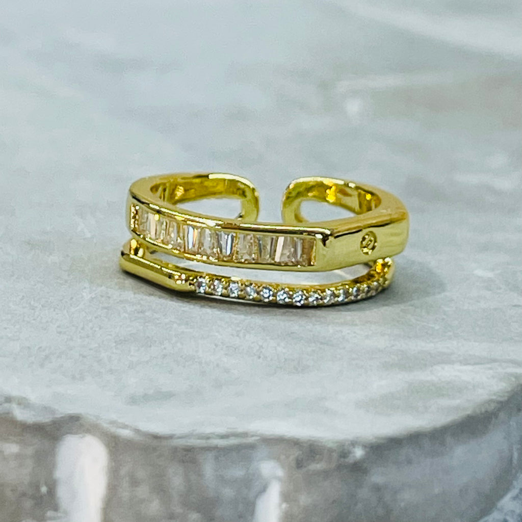 Elegant Multi-Stone Sparkling Adjustable Ring, Timeless