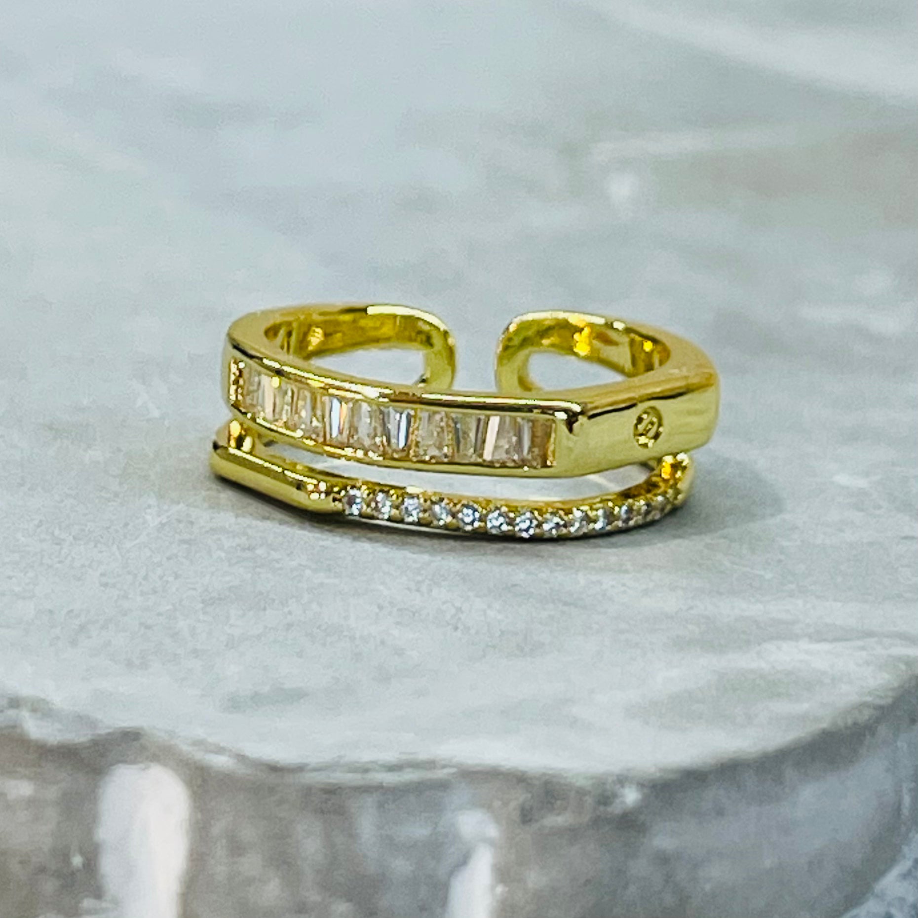 Elegant Multi-Stone Sparkling Adjustable Ring, Timeless