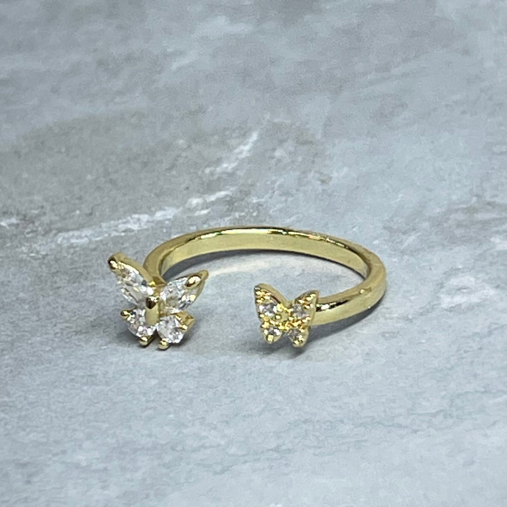 Double Butterfly Ring, Adjustable, Trendy, Holiday Gift 