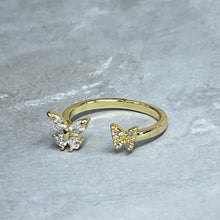 Load image into Gallery viewer, Double Butterfly Ring, Adjustable, Trendy, Holiday Gift 
