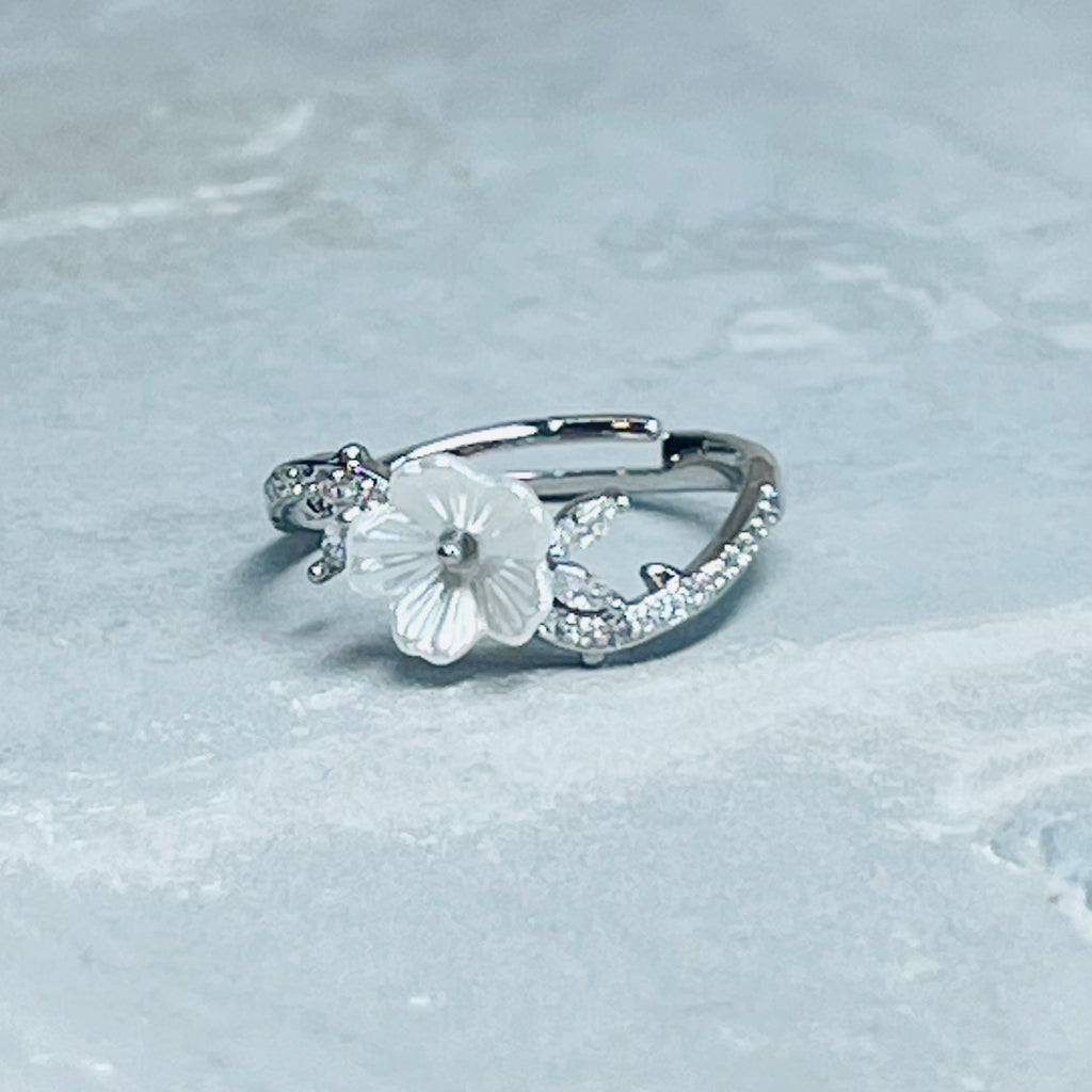 Daisy Sparkling Gemstone Adjustable Ring, Delicate Charm