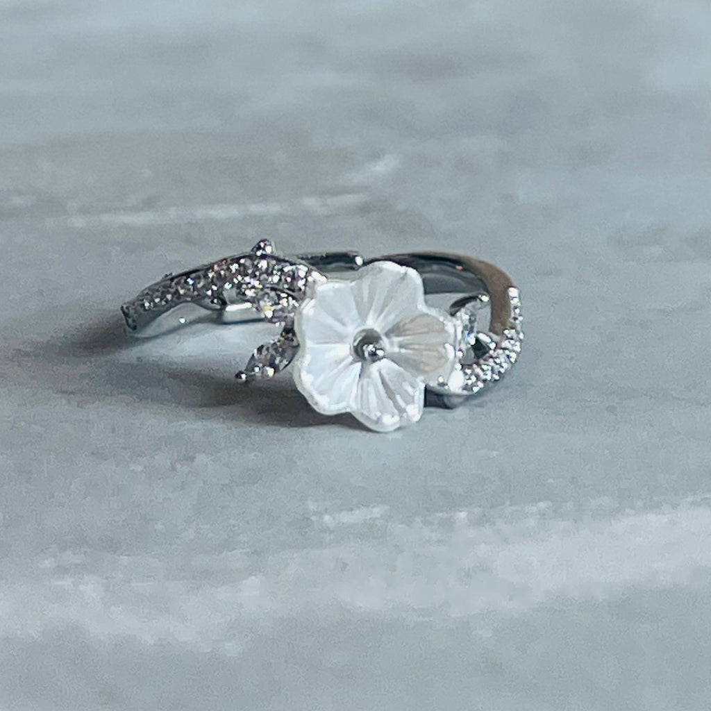 Daisy Sparkling Gemstone Adjustable Ring, Delicate Charm