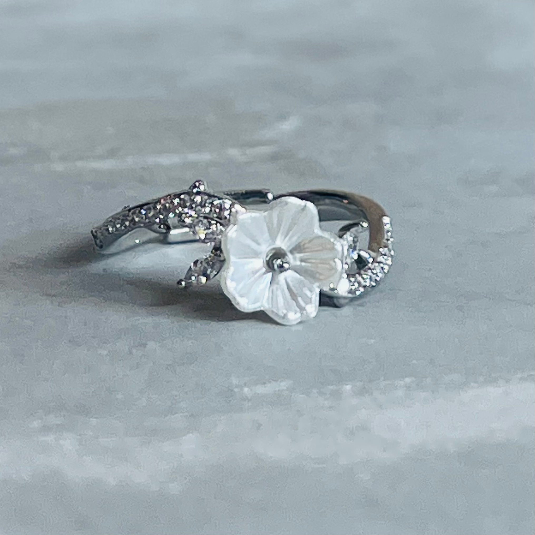 Daisy Sparkling Gemstone Adjustable Ring, Delicate Charm
