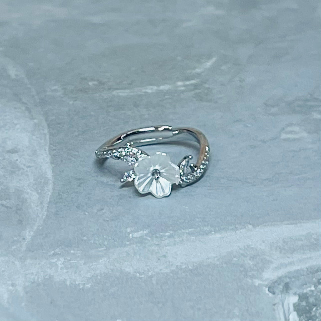 Daisy Sparkling Gemstone Adjustable Ring, Delicate Charm