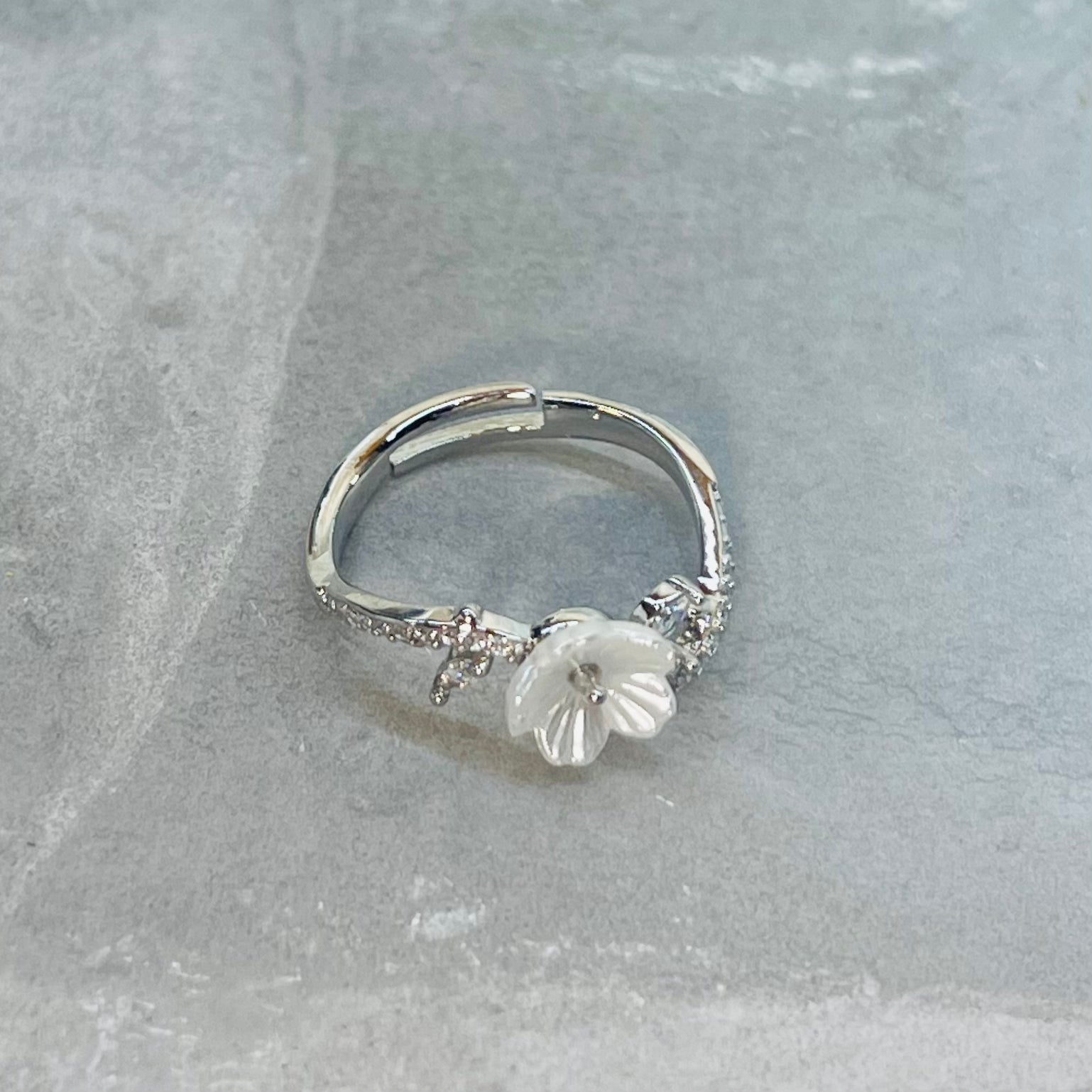 Daisy Sparkling Gemstone Adjustable Ring, Delicate Charm
