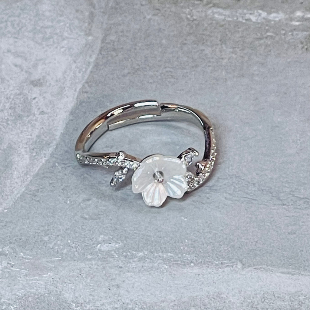Daisy Sparkling Gemstone Adjustable Ring, Delicate Charm