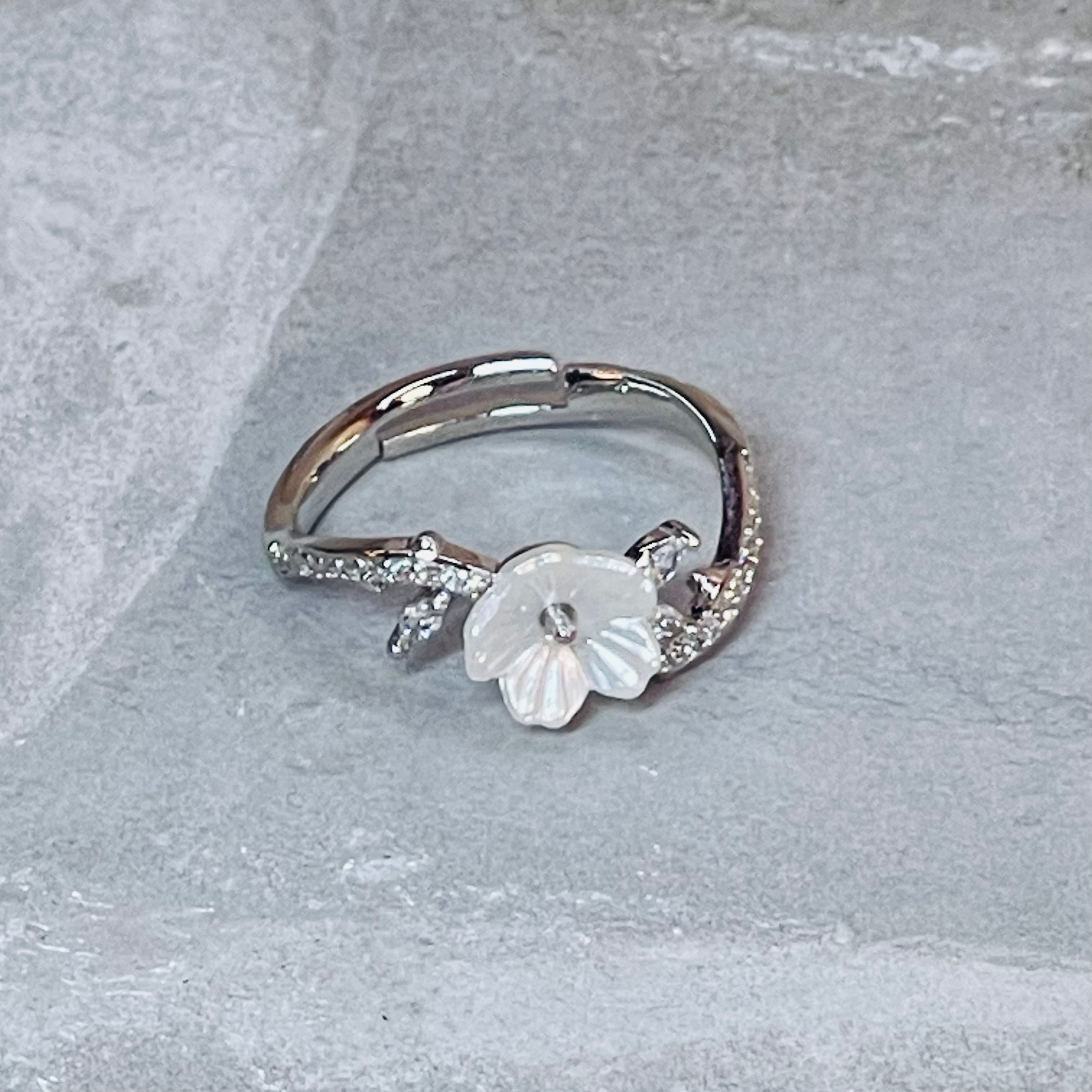 Daisy Sparkling Gemstone Adjustable Ring, Delicate Charm