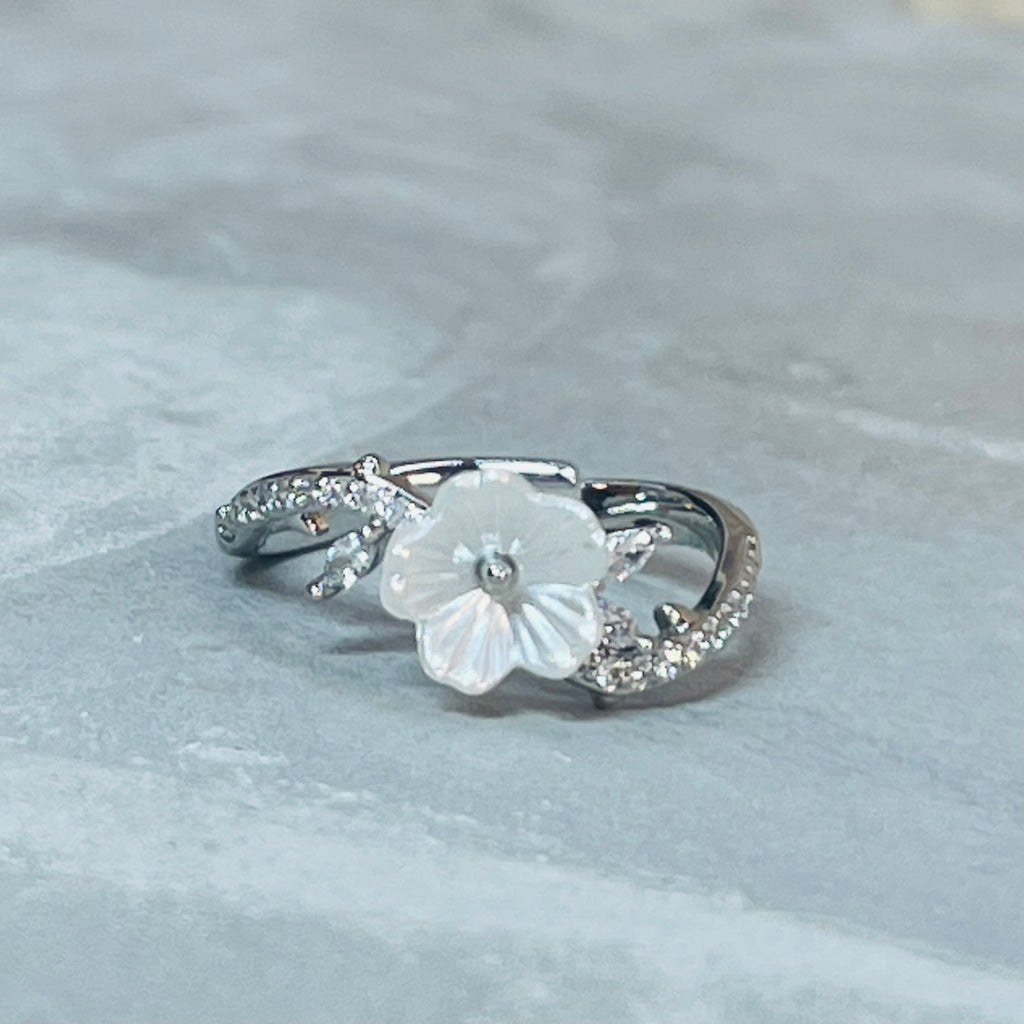 Daisy Sparkling Gemstone Adjustable Ring, Delicate Charm