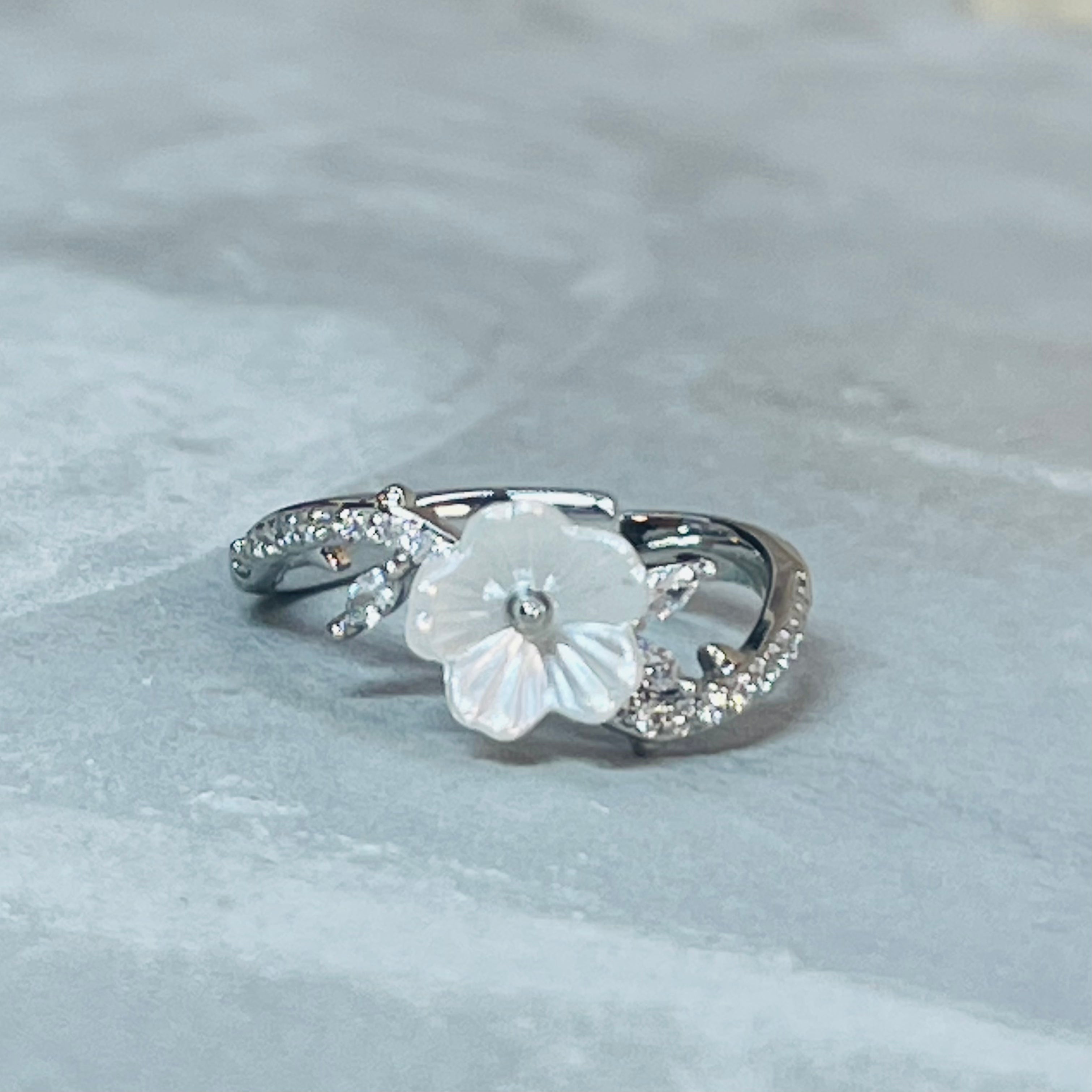 Daisy Sparkling Gemstone Adjustable Ring, Delicate Charm