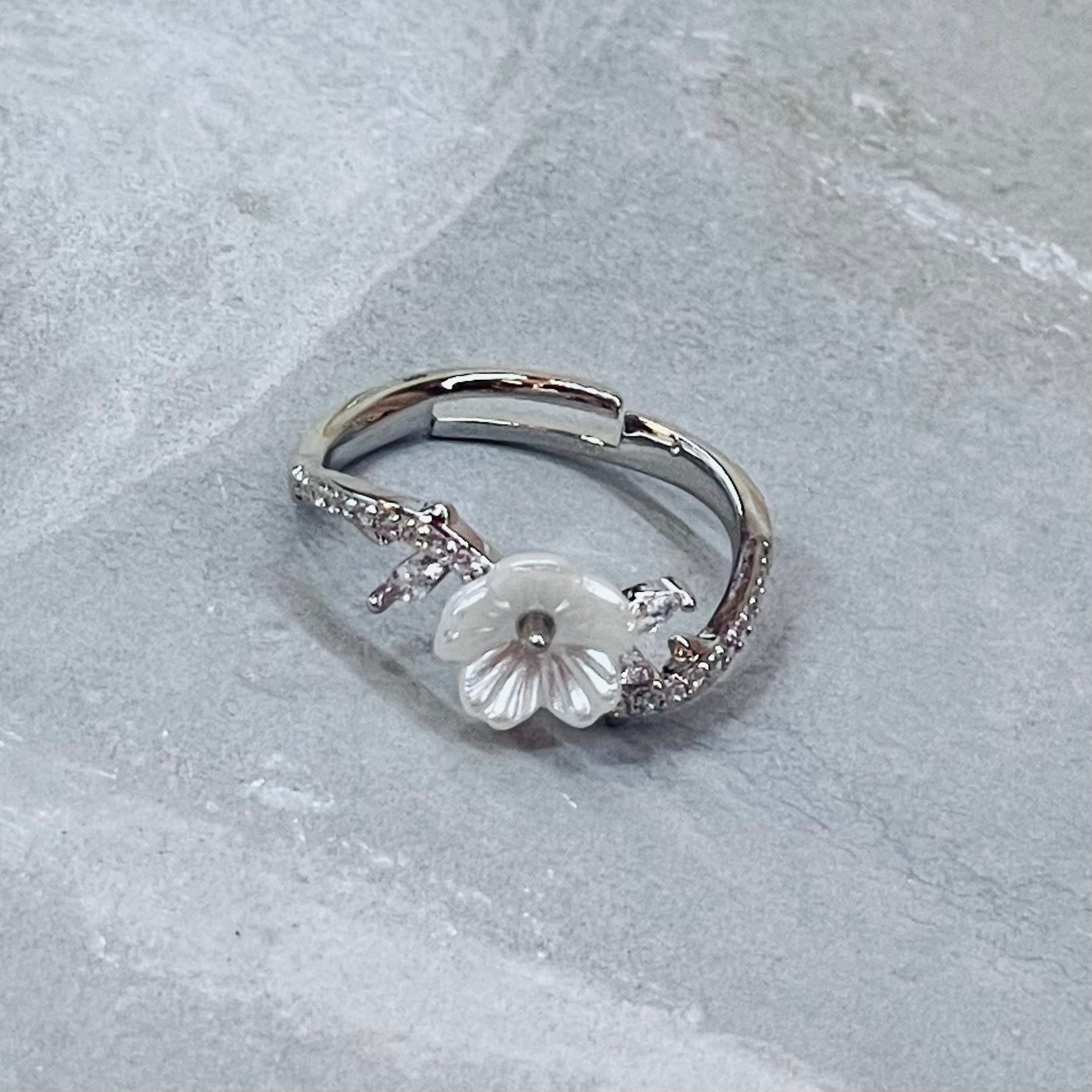 Daisy Sparkling Gemstone Adjustable Ring, Delicate Charm