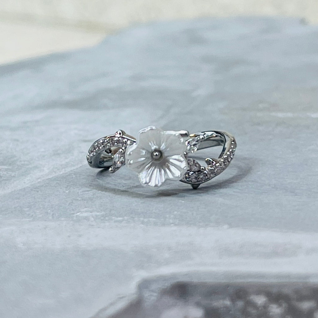 Daisy Sparkling Gemstone Adjustable Ring, Delicate Charm