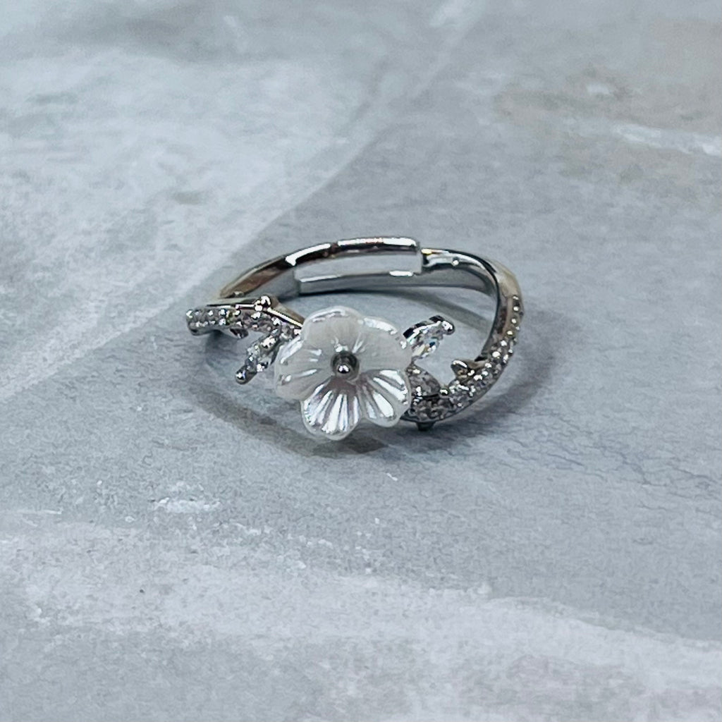 Daisy Sparkling Gemstone Adjustable Ring, Delicate Charm