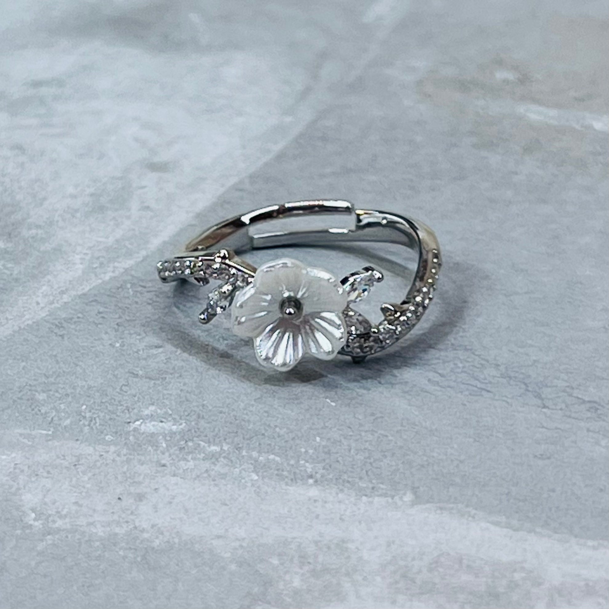 Daisy Sparkling Gemstone Adjustable Ring, Delicate Charm