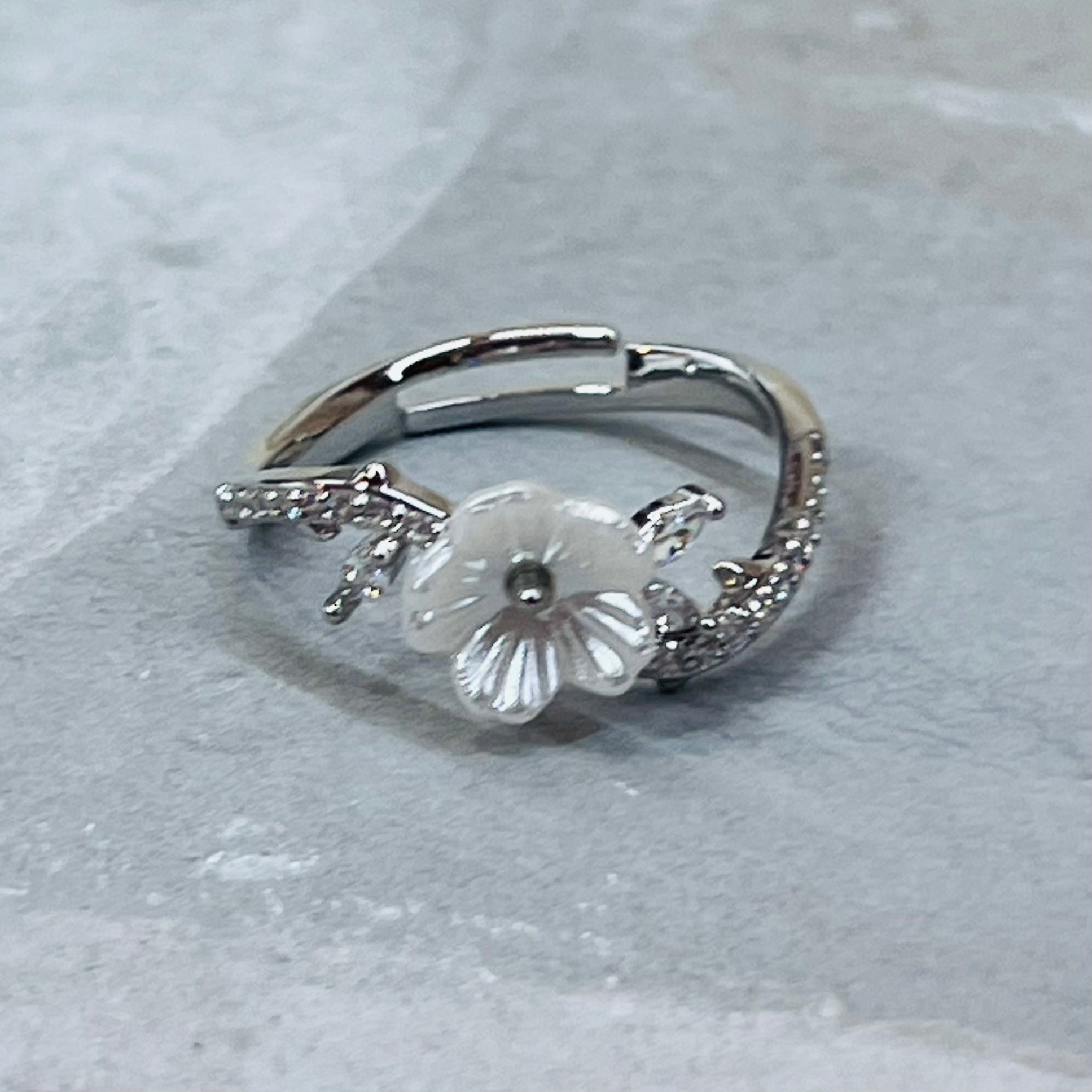 Daisy Sparkling Gemstone Adjustable Ring, Delicate Charm