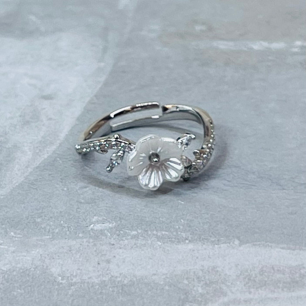 Daisy Sparkling Gemstone Adjustable Ring, Delicate Charm