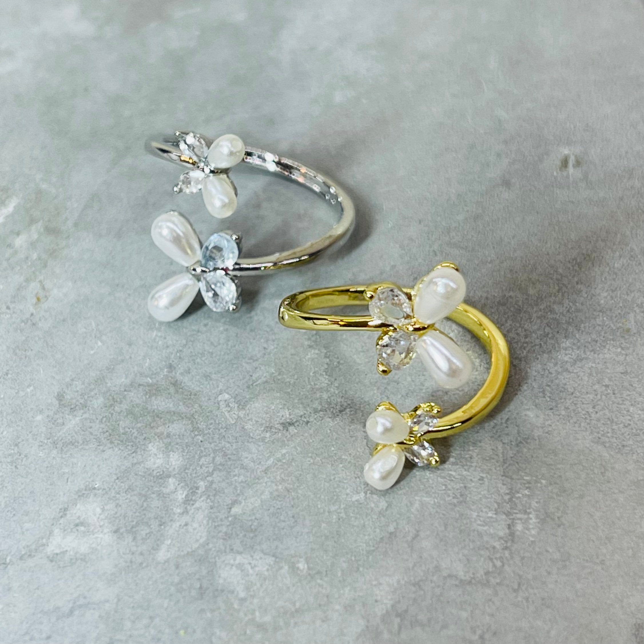 Double Butterfly Adjustable Ring with Stones, Elegant Design