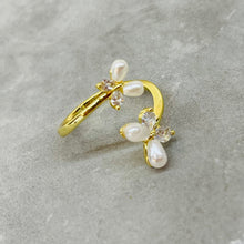 Load image into Gallery viewer, Double Butterfly Adjustable Ring with Stones, Elegant Design
