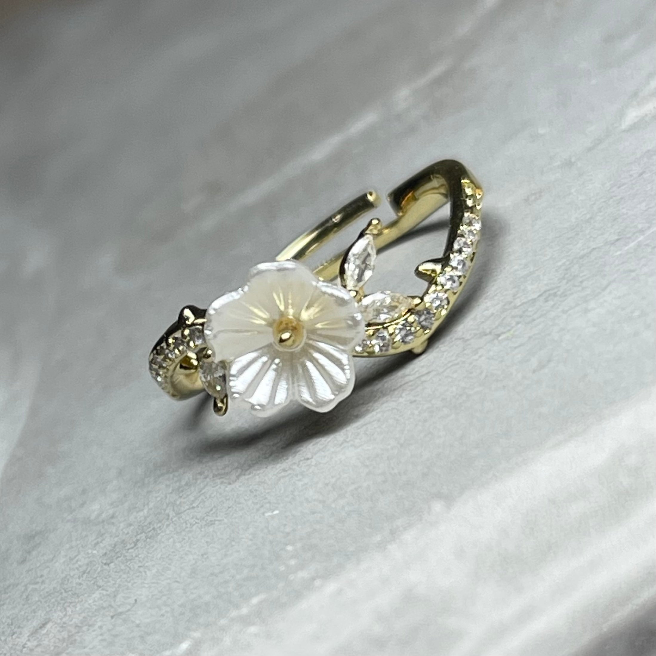 Daisy Sparkling Gemstone Adjustable Ring, Delicate Charm