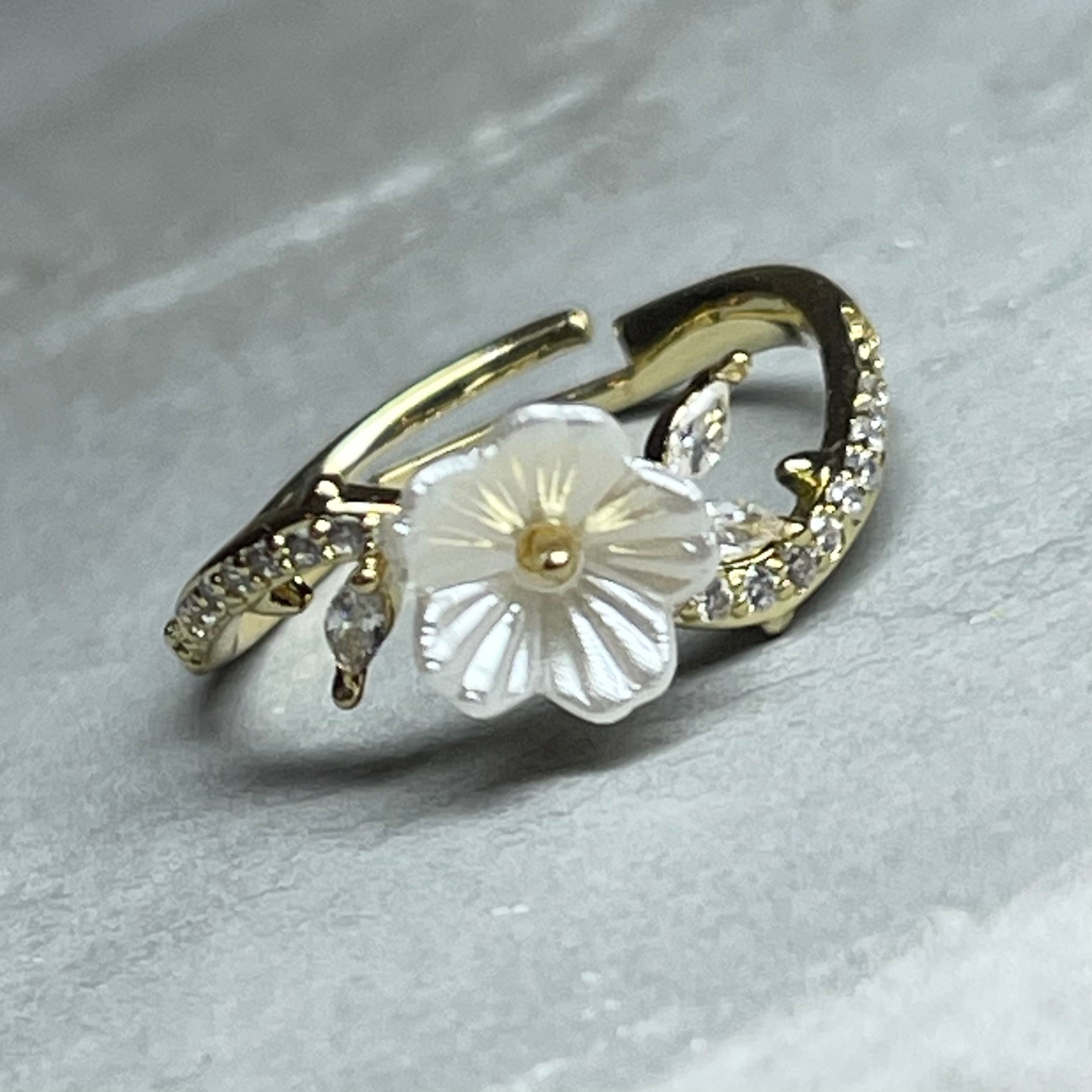 Daisy Sparkling Gemstone Adjustable Ring, Delicate Charm