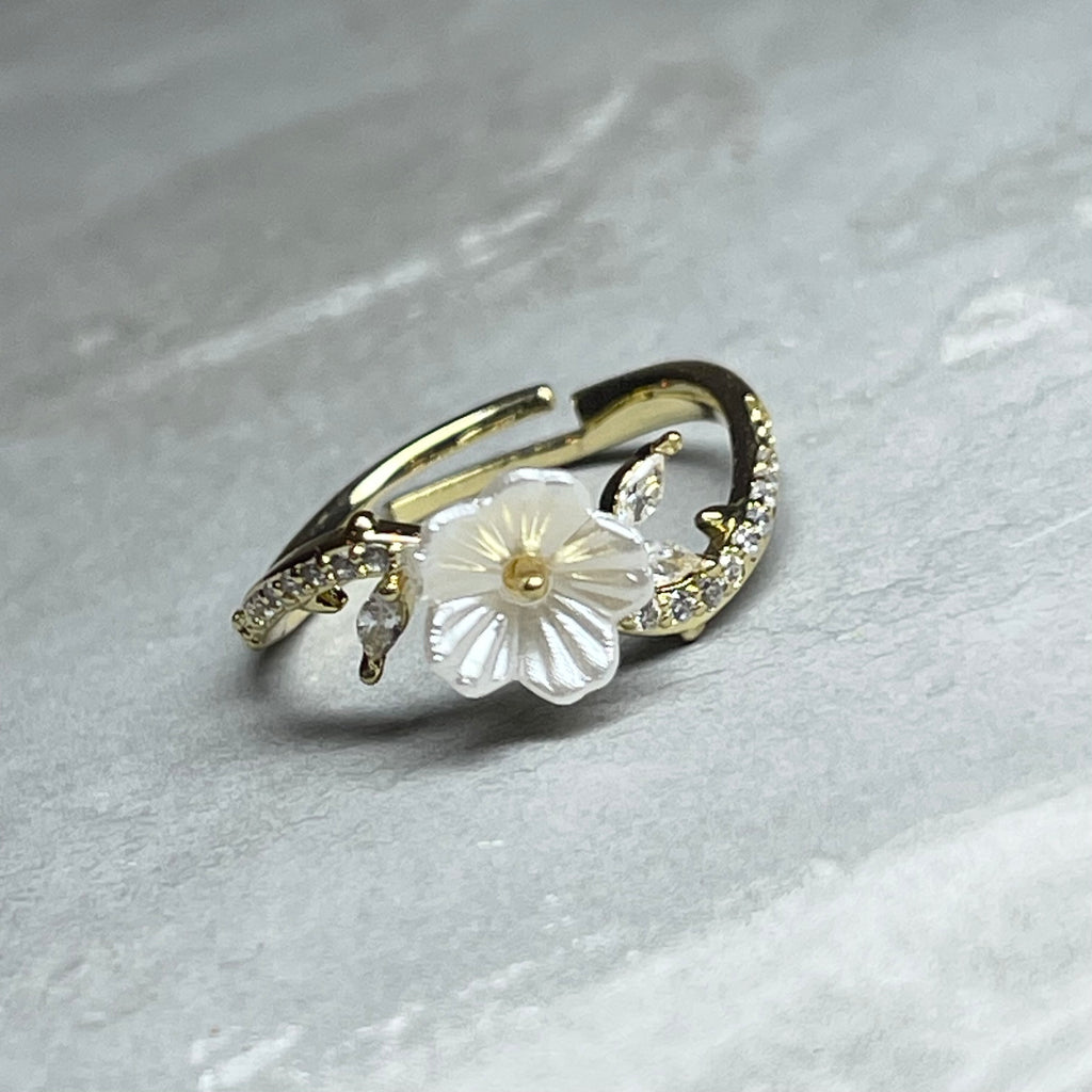 Daisy Sparkling Gemstone Adjustable Ring, Delicate Charm