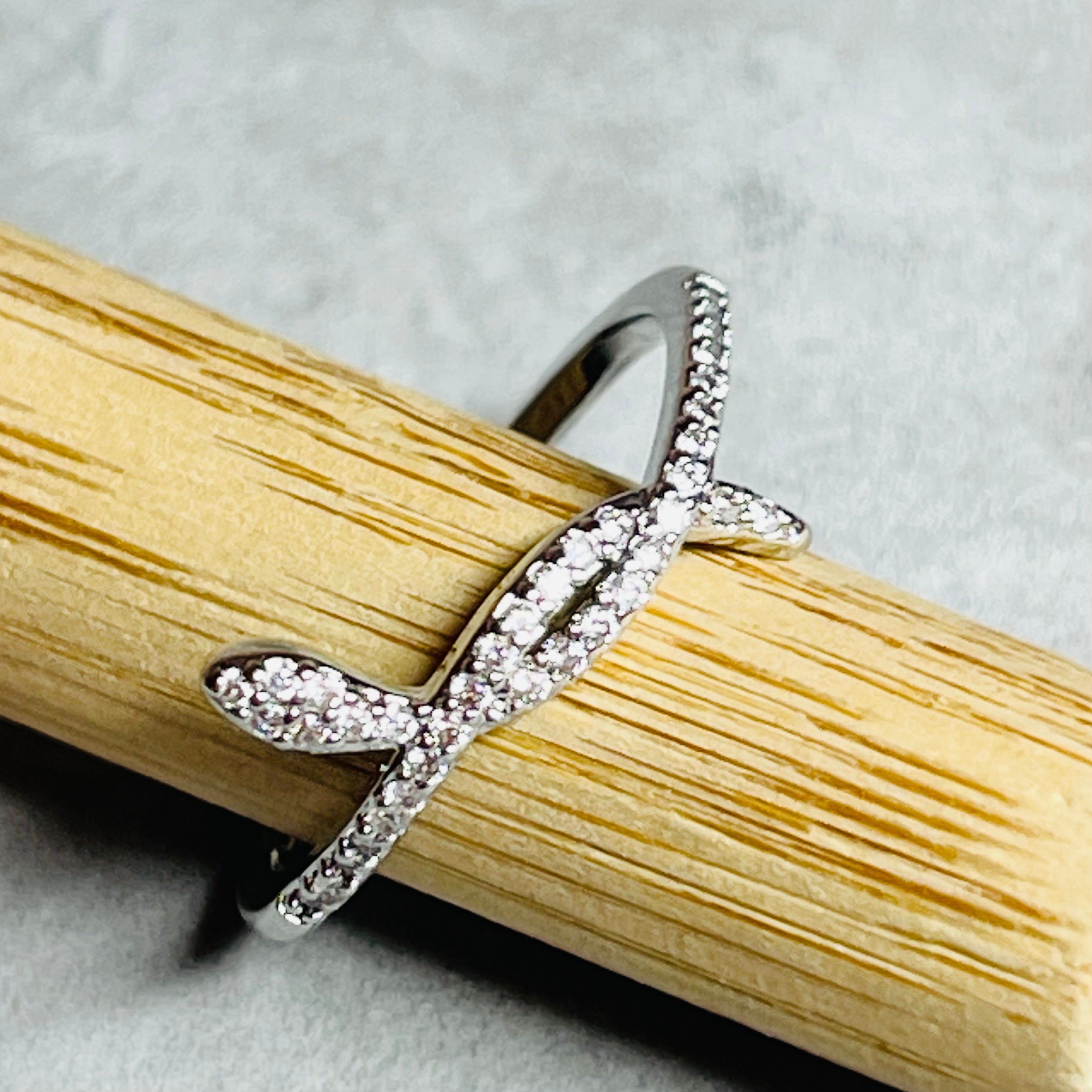 Snake Ring with Sparkling Stones, Elegant and Unique Design