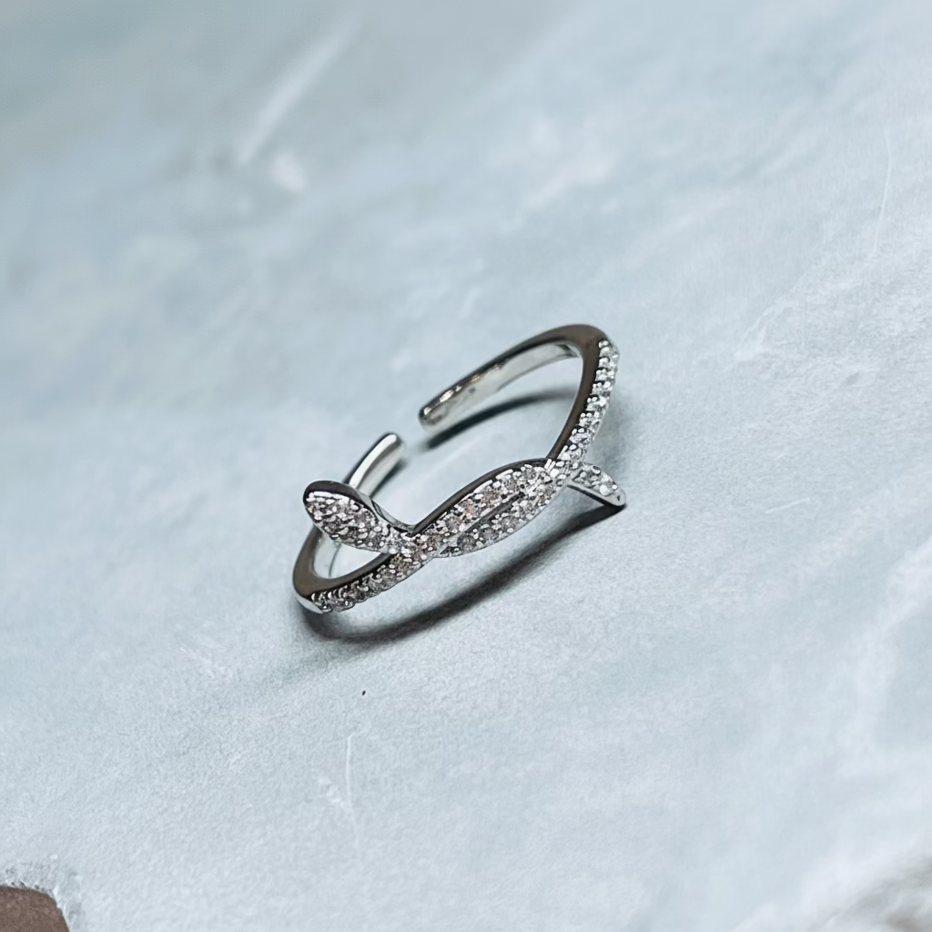 Snake Ring with Sparkling Stones, Elegant and Unique Design