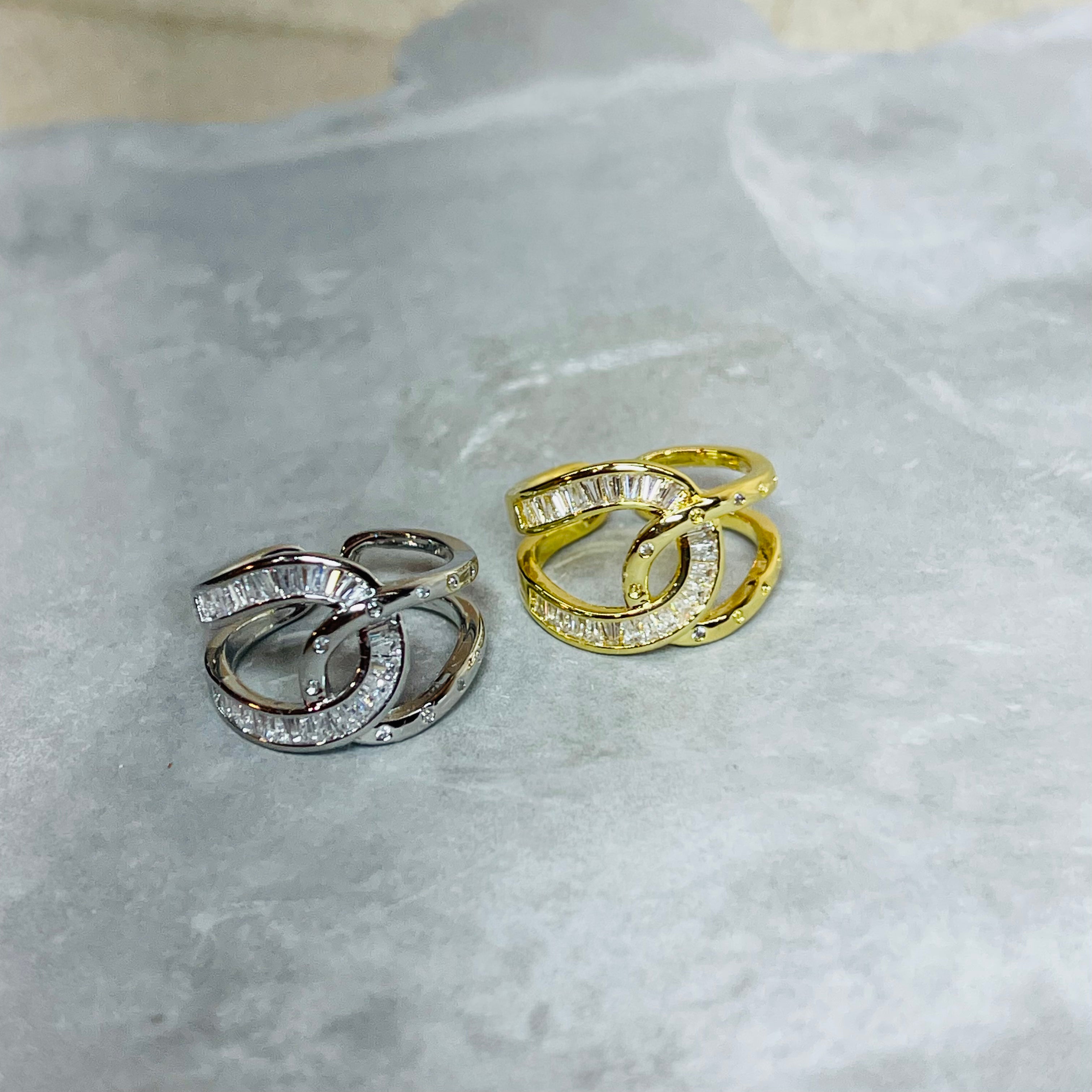 Bold Knot Sparkling Gemstone Adjustable Ring, Elegant Design