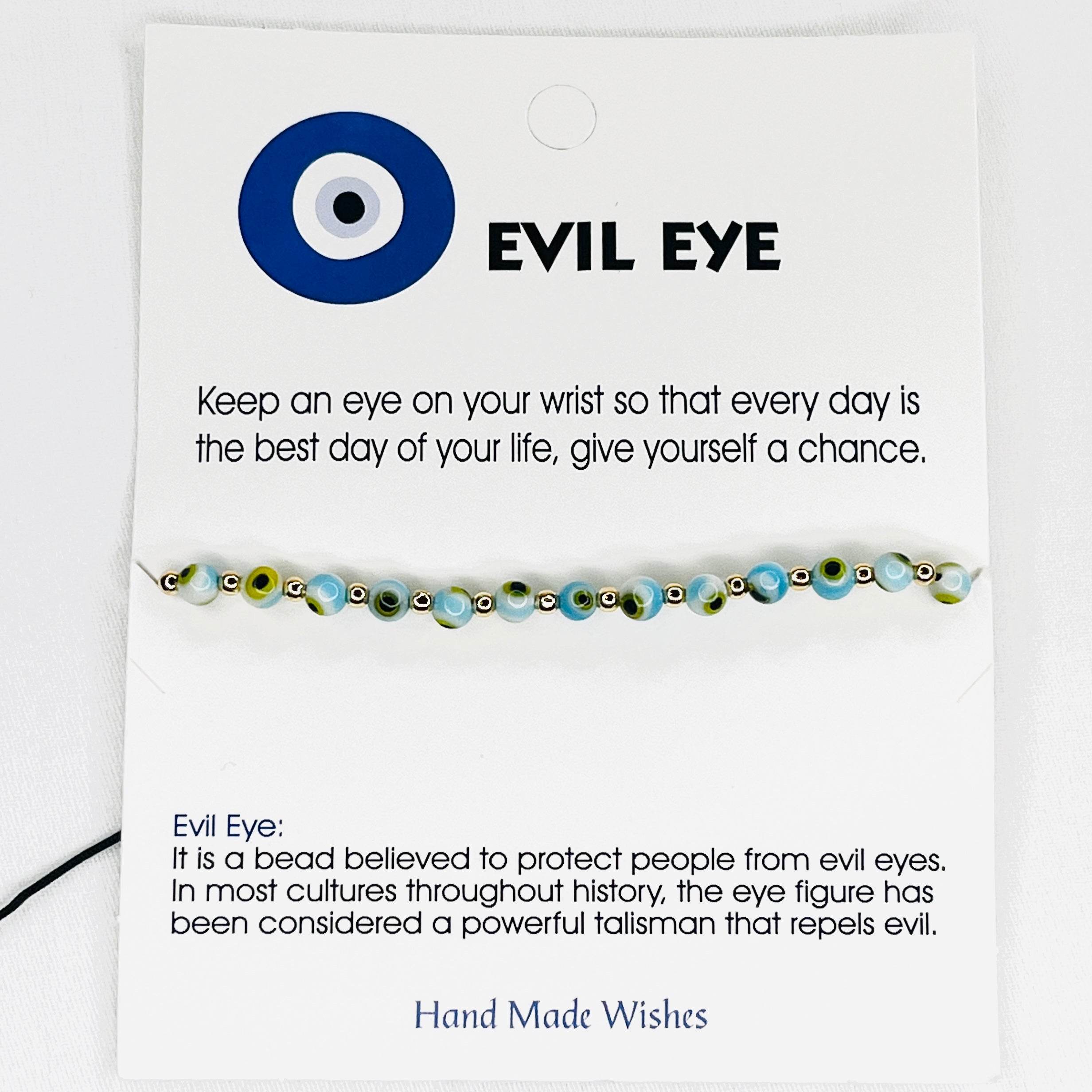 Turquoise Evil Eye Card Bracelet: Serene Protection Handmade