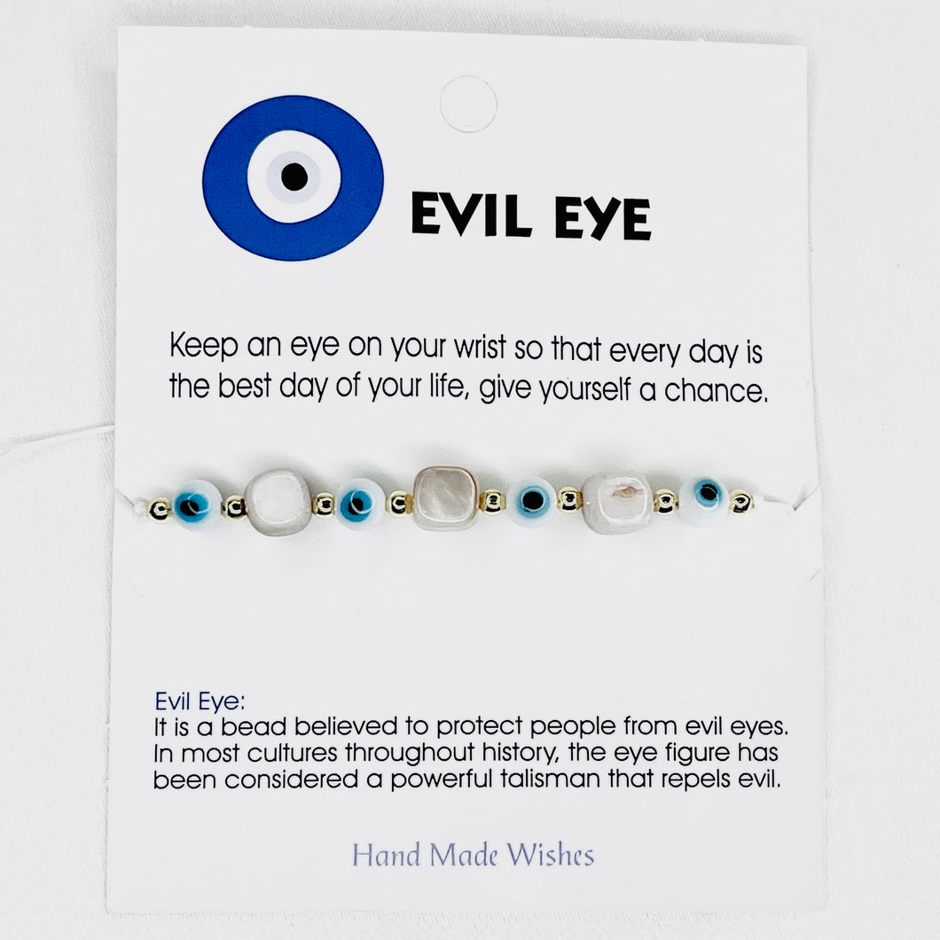 White Natural Stone Evil Eye Bracelet: Pure Protection