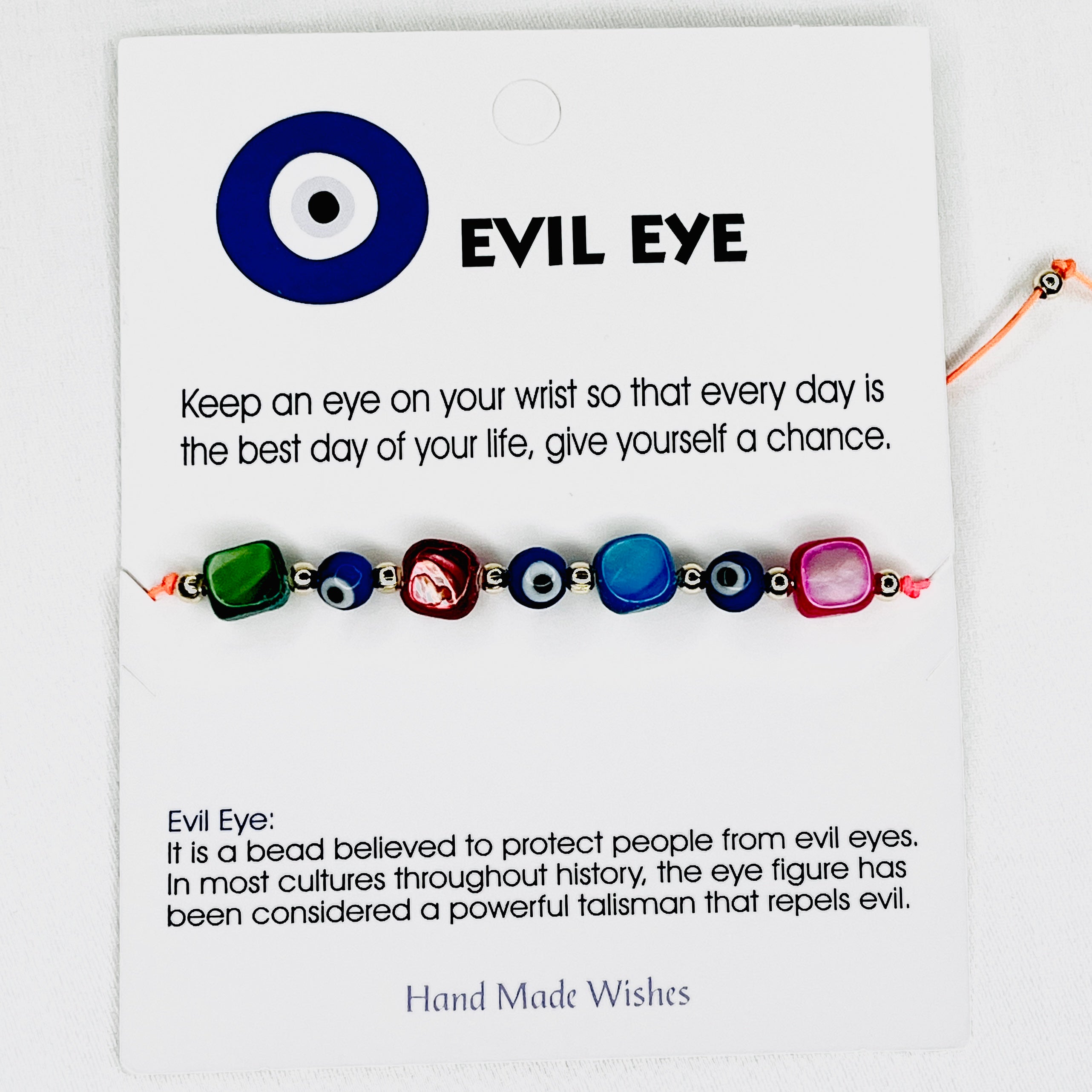 Rainbow & Navy Stone Evil Eye Bracelet: Elegant Protection