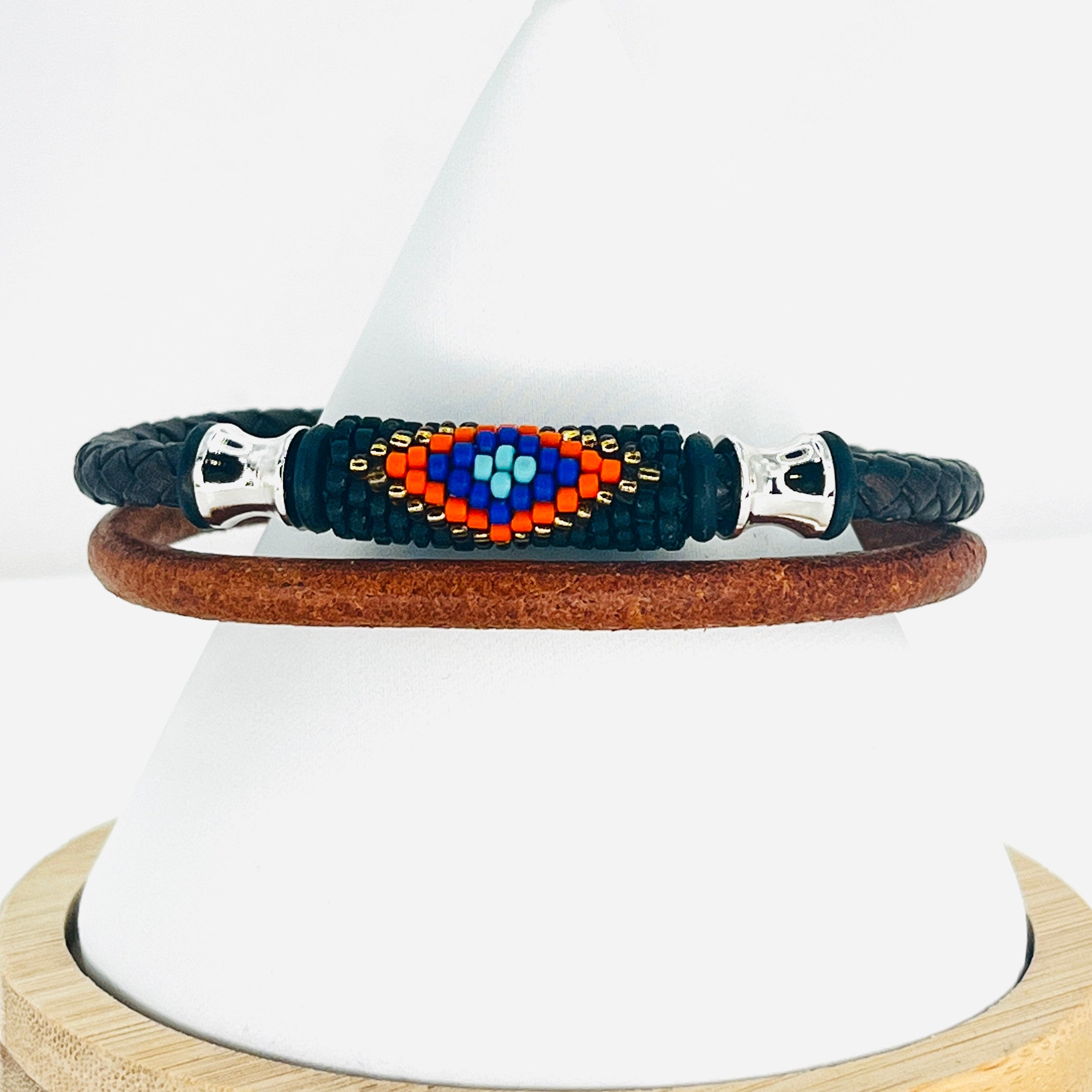 Miyuki Bead and Leather Bracelet for Men: Bold and Stylish