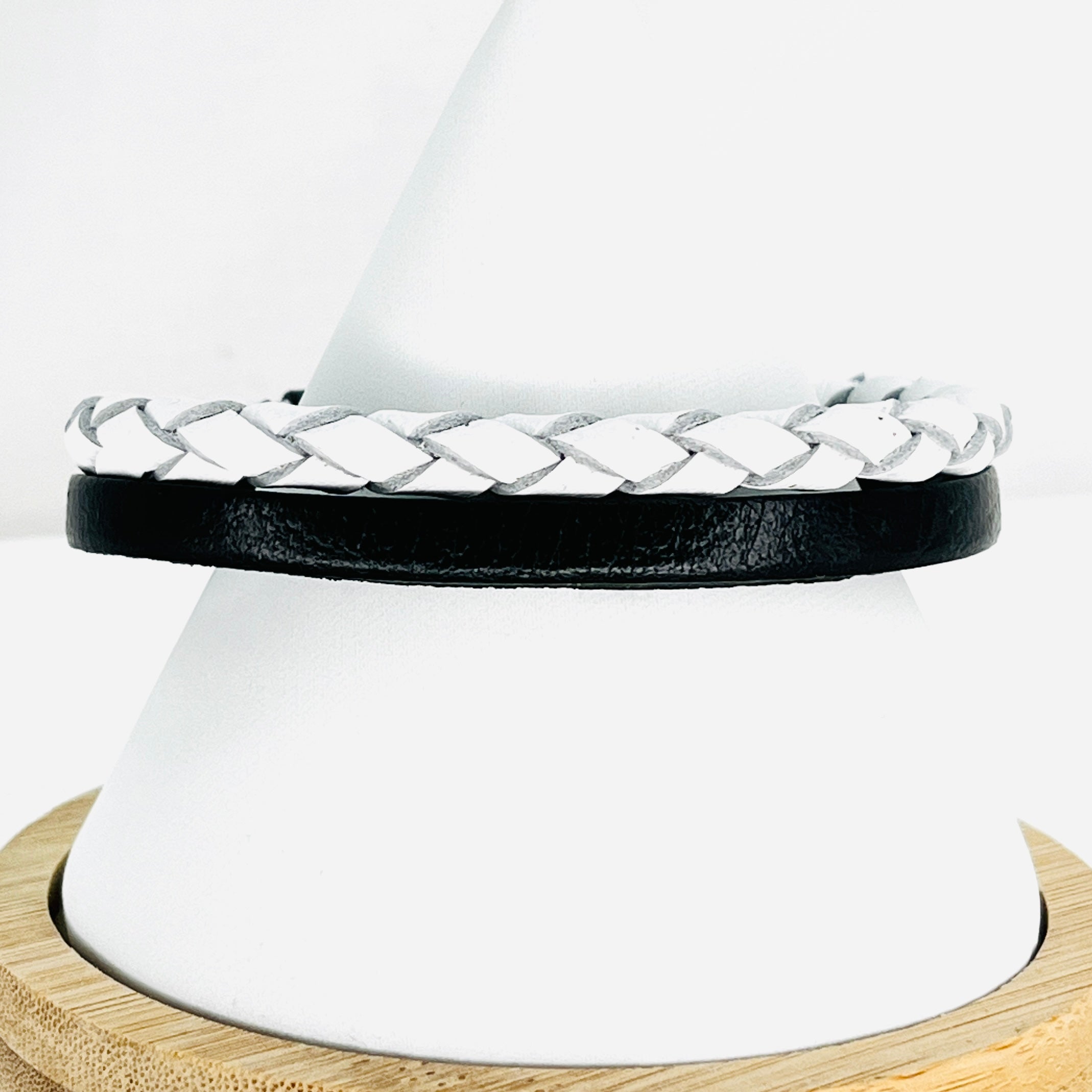 White Braided Leather Bracelet for Men: Sleek and Stylish