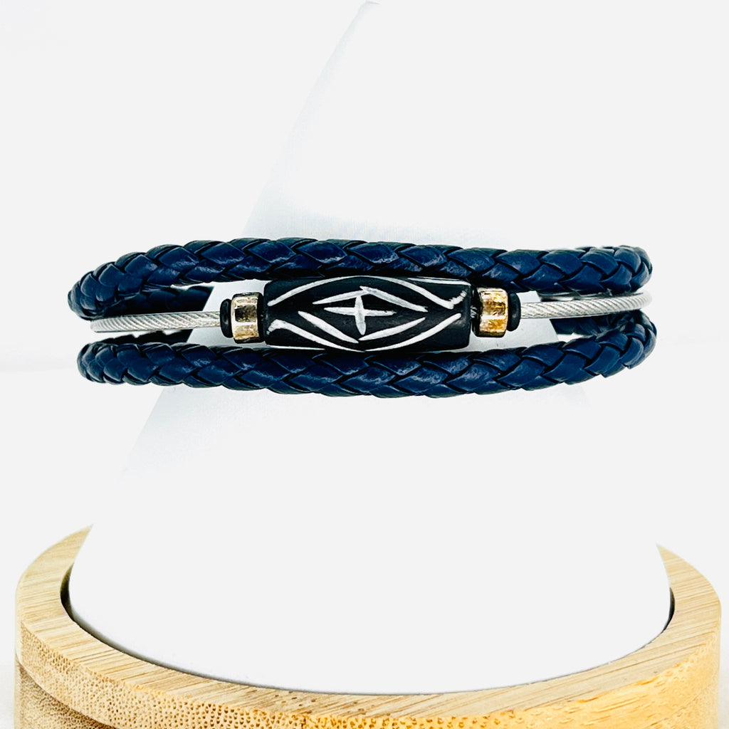 Blue Braided Leather Bracelet for Men: Stylish and Elegant