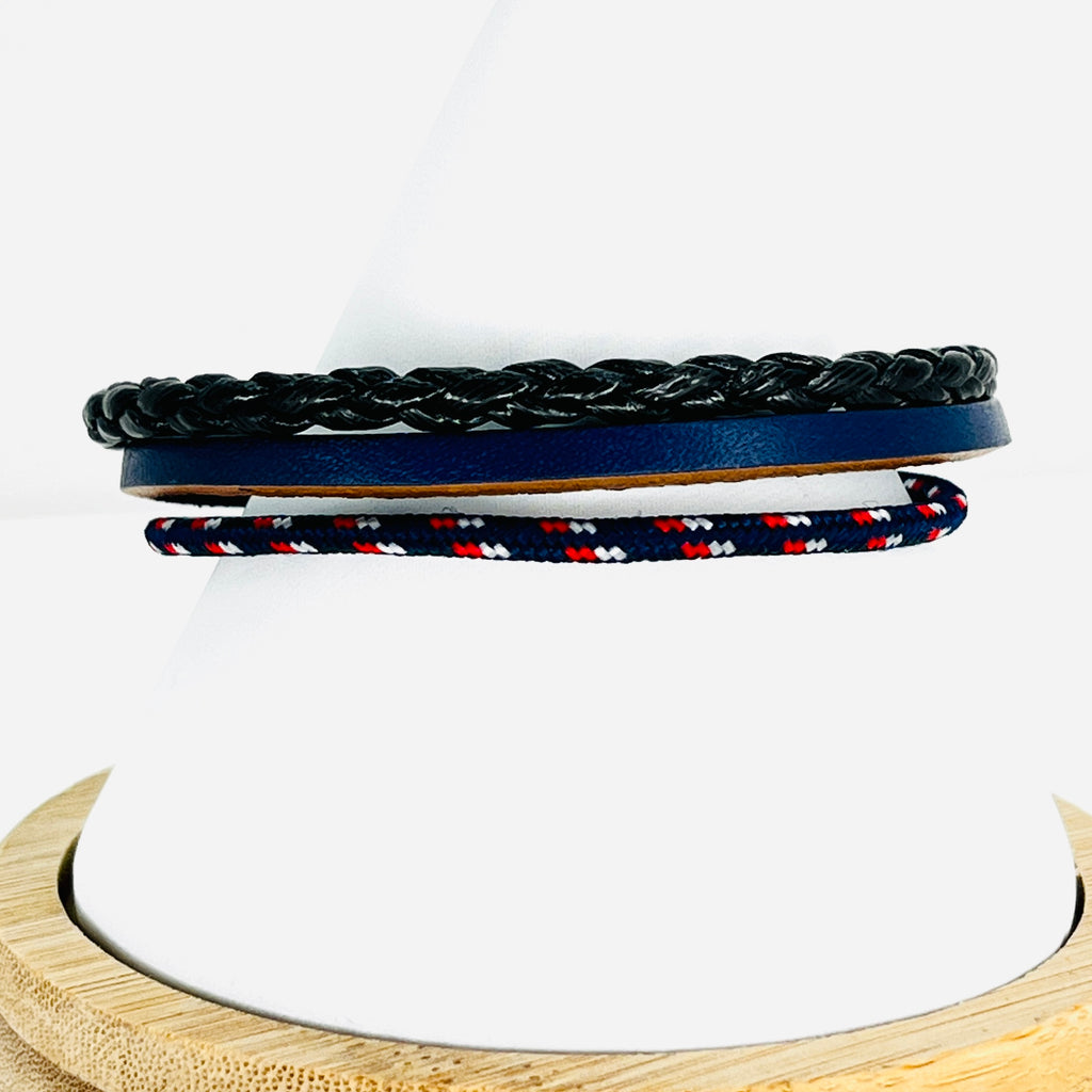 Thin Rope Braided Black Leather Bracelet for Men: Sleek 