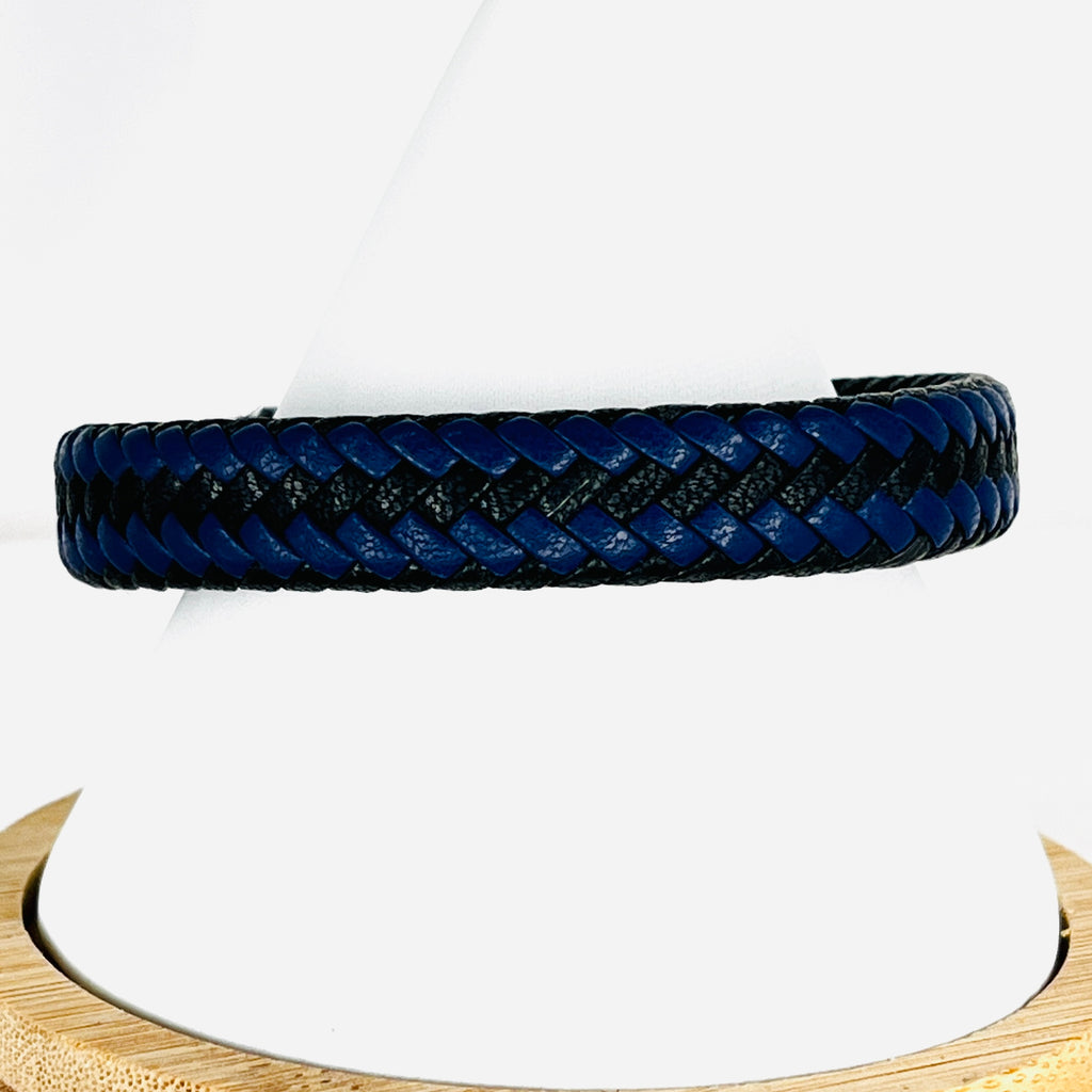 Blue Braided Leather Bracelet for Men: Stylish and Versatile